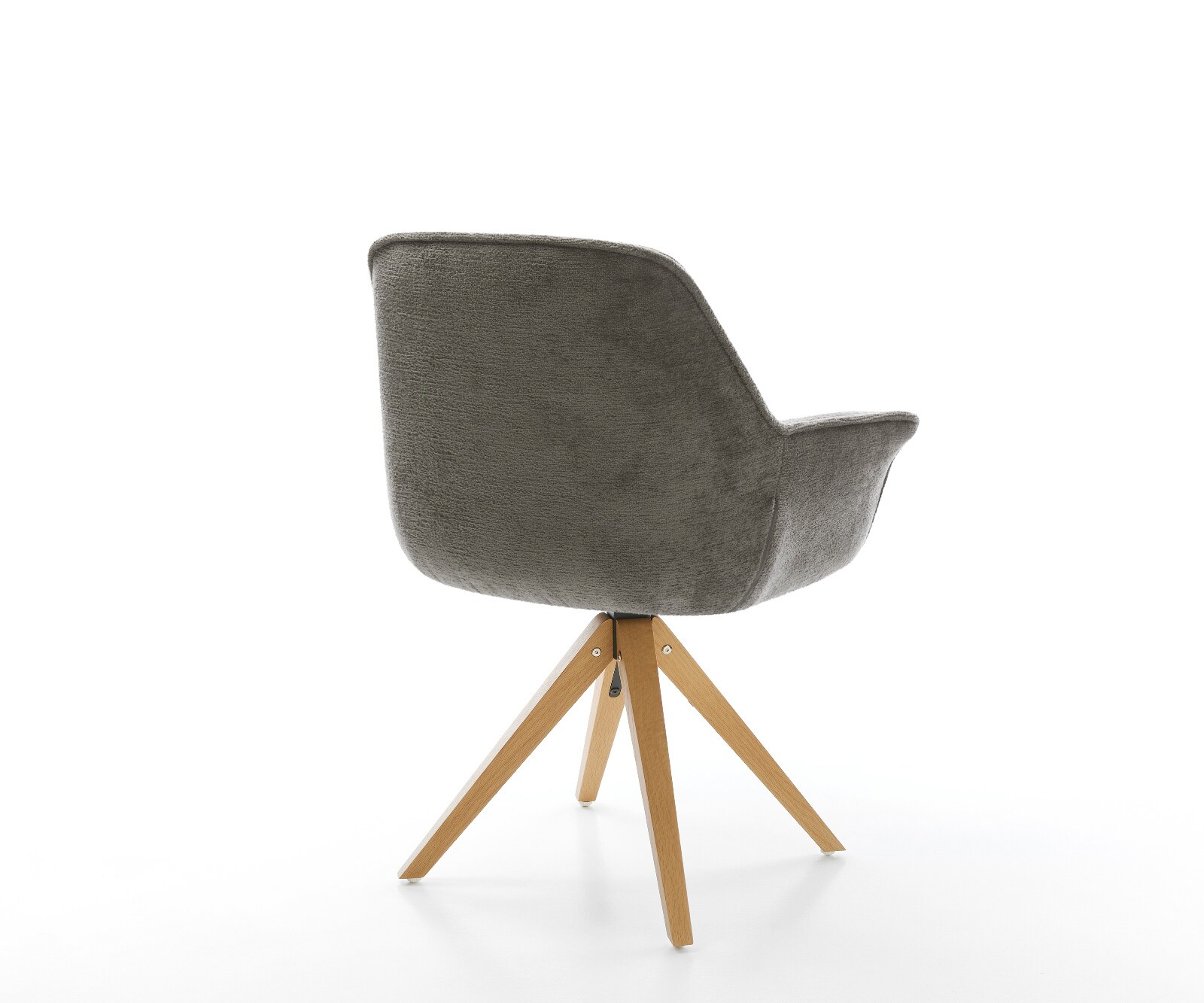 Въртящ се стол Keila-Flex с подлакътници Bouclé Soft Mud Дървена рамка ъглова естествена 180° въртене 5