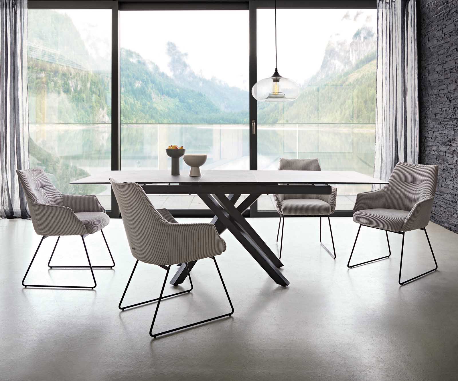 Стол Корд Сребристосив Извити крака Черни Покет пружина Alja-Flex 3 Стол Корд Сребристосив Извити крака Черни Покет пружина Alja-Flex 3