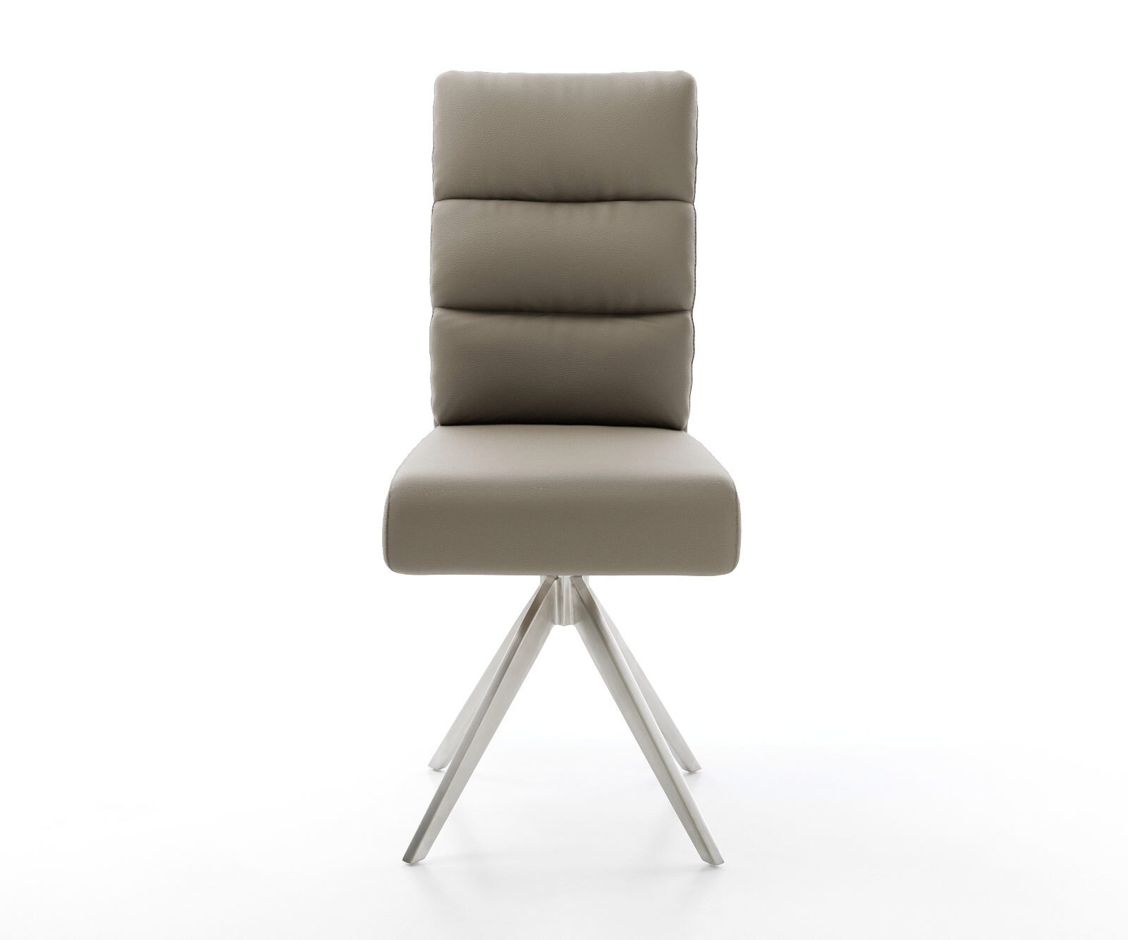 Врътящ се стол Естествена кожа Сиво-Кафяв Конус крак  Неръждаема стомана 180° въртящ се Покет пружина Pela-Flex 2