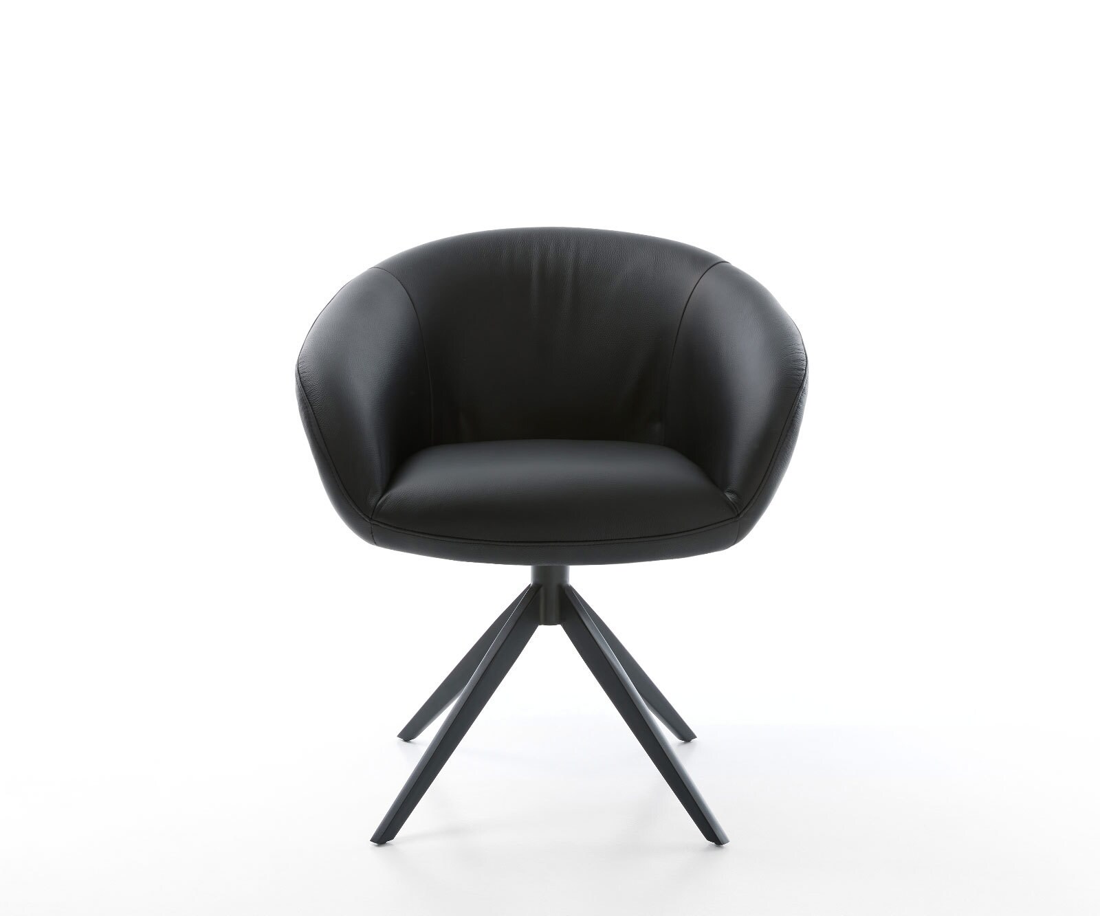 Въртящ се стол Vinka-Flex с подлакътници Естествена кожа Черно Кръстосана рамка широка Черно 360° въртене Люлееща се функция Ядро от джобни пружини 2