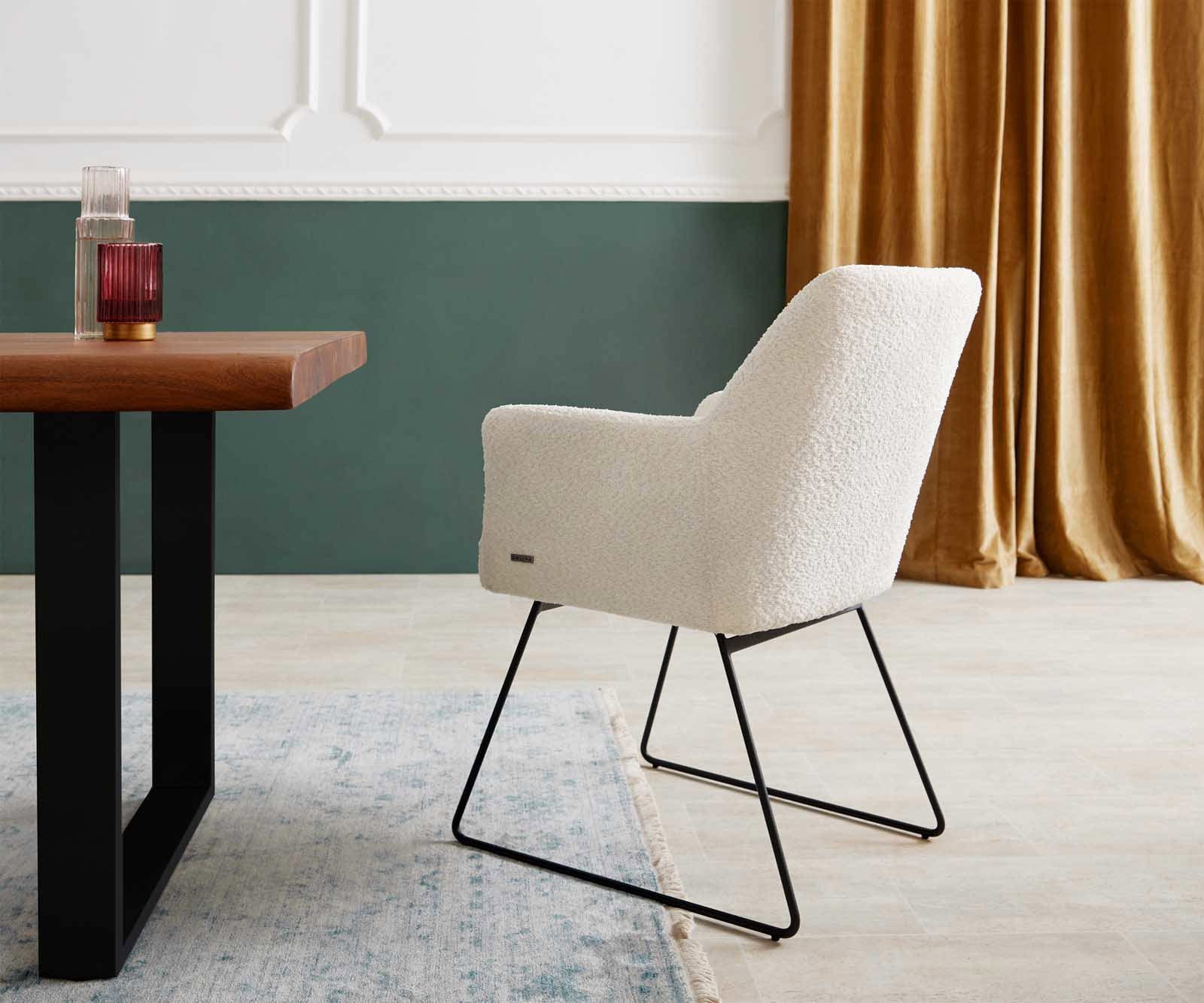 Стол Букле Бяло Извити крака Черни Покет пружина Xana-Flex 5 Стол Букле Бяло Извити крака Черни Покет пружина Xana-Flex 5