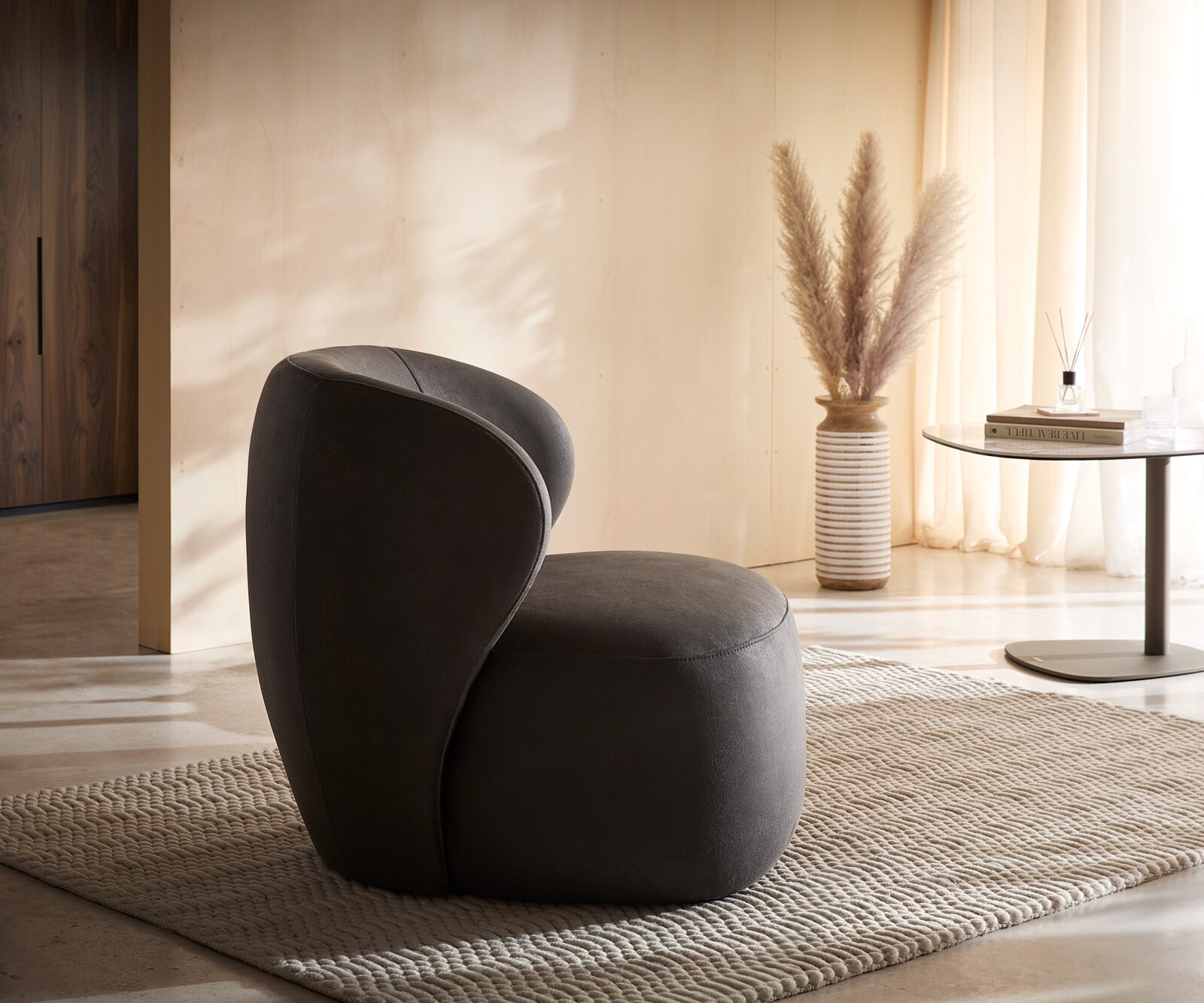 Стол за отдих Pulo 80x80 cm микрофибър антрацит реколта 3