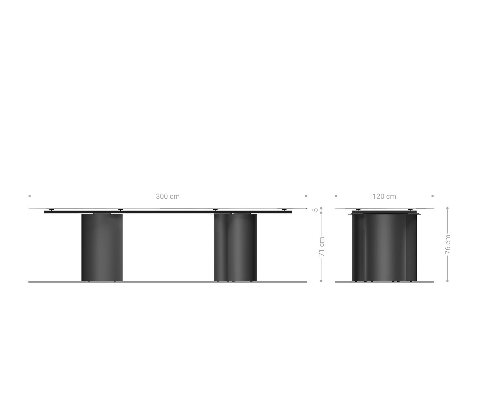 Трапезна маса Edge Boot 300x120 см, керамика Laminam „®“, цвят „Sabbia“ (дъбов), „Troa“, неръждаема стомана, графит 7