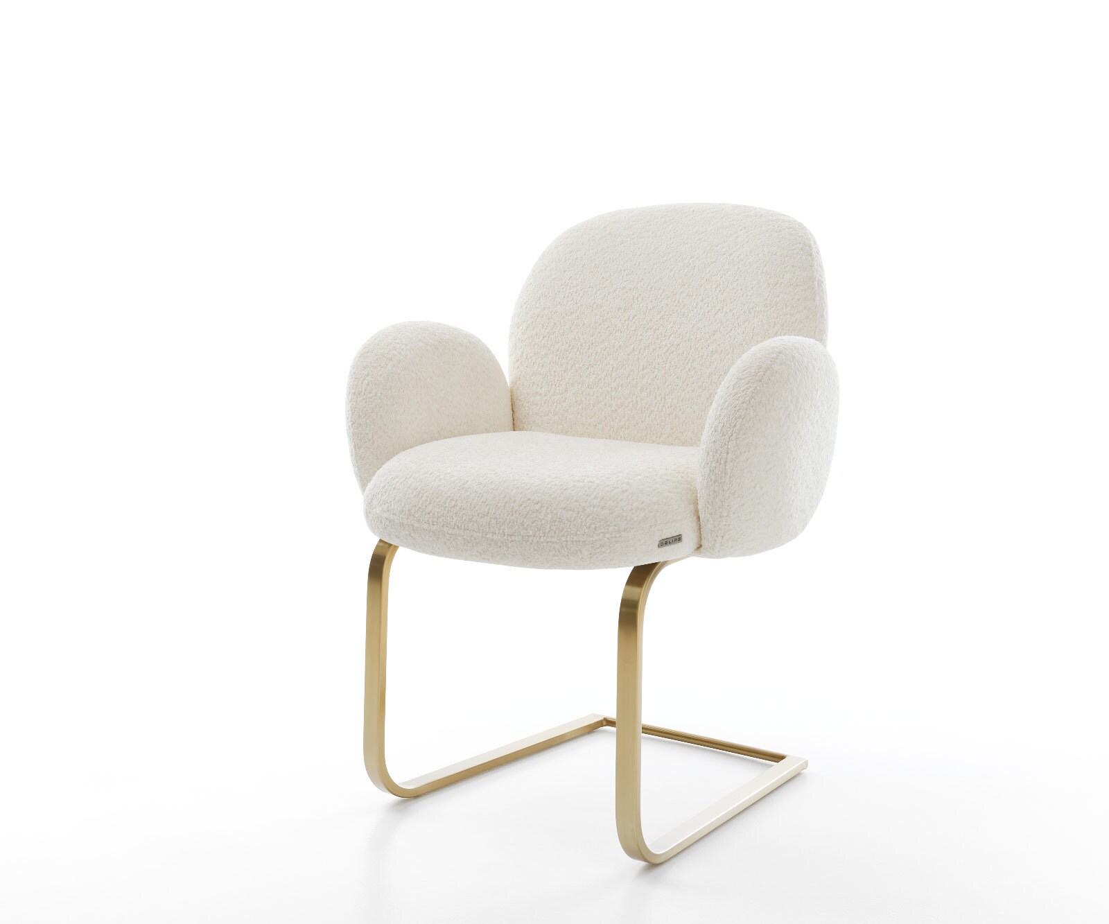 Люлеещ стол с подлакътници Букле Бял Конзолен крак плосък Злато Покет пружина Nube-Flex 1