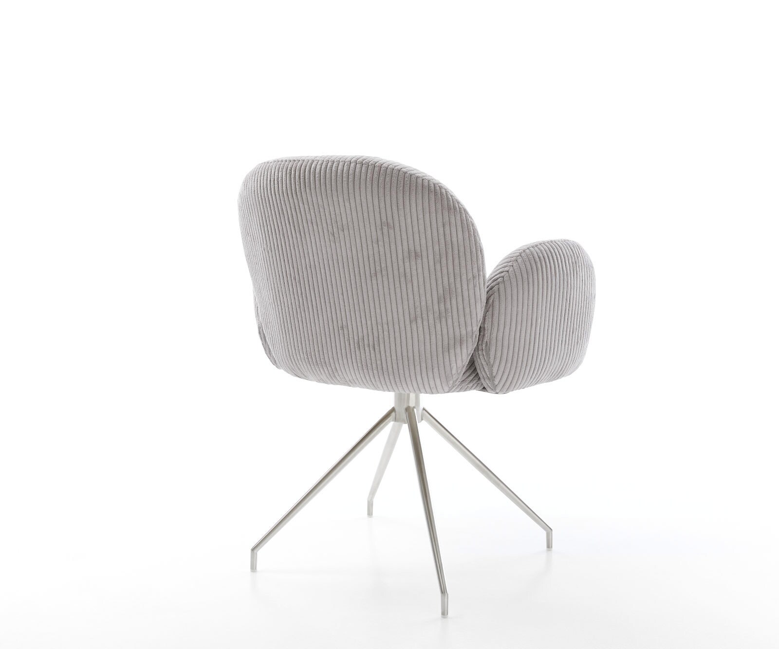 Врътящ се стол с подлакътници Корд СребристСив Конус крак кръгъл Неръждаема стомана 180° въртящ се Покет пружина Nube-Flex 4