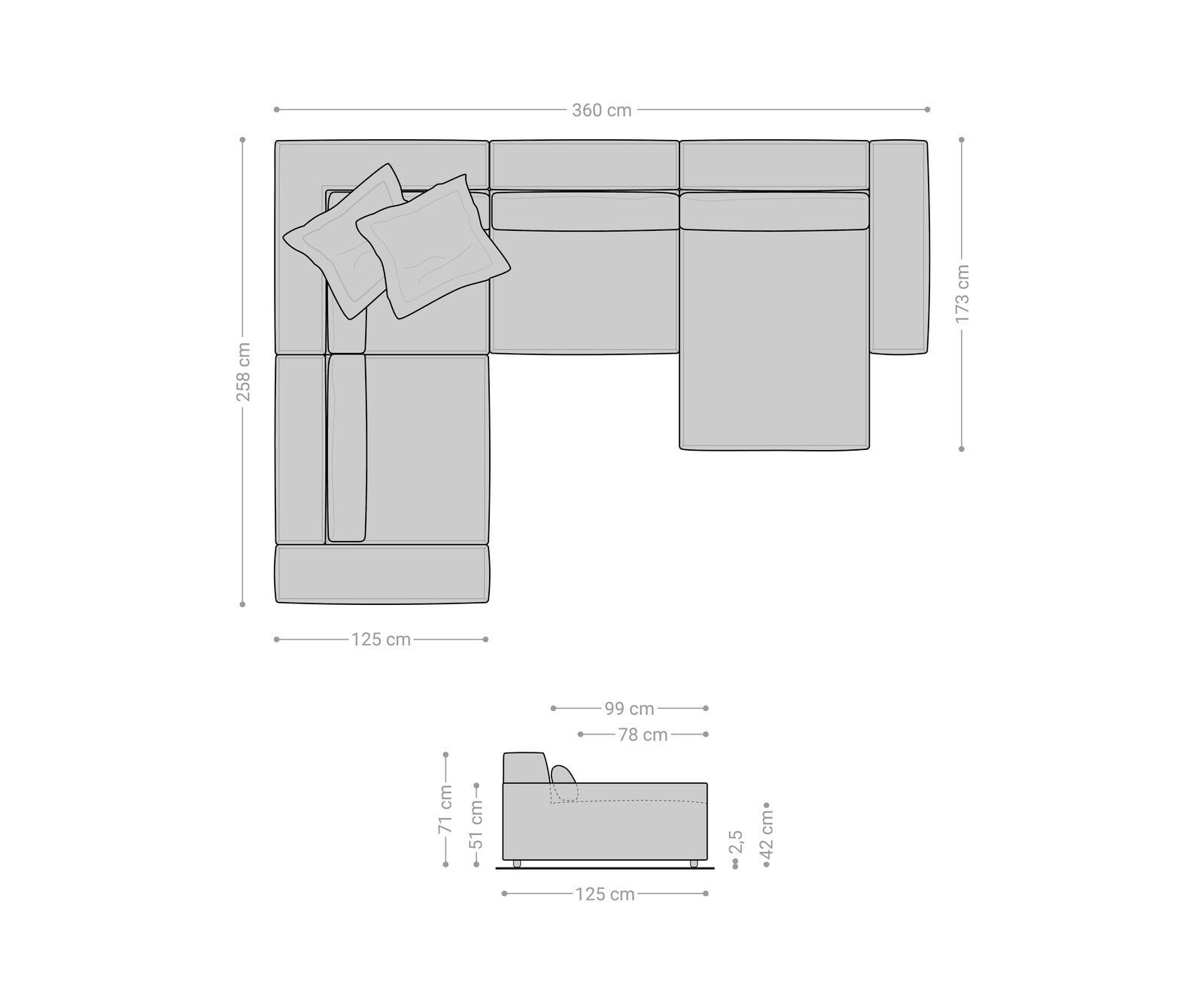  XL 360x260 cm Микрофибър Сив Лежанка вариации Sirpio 8