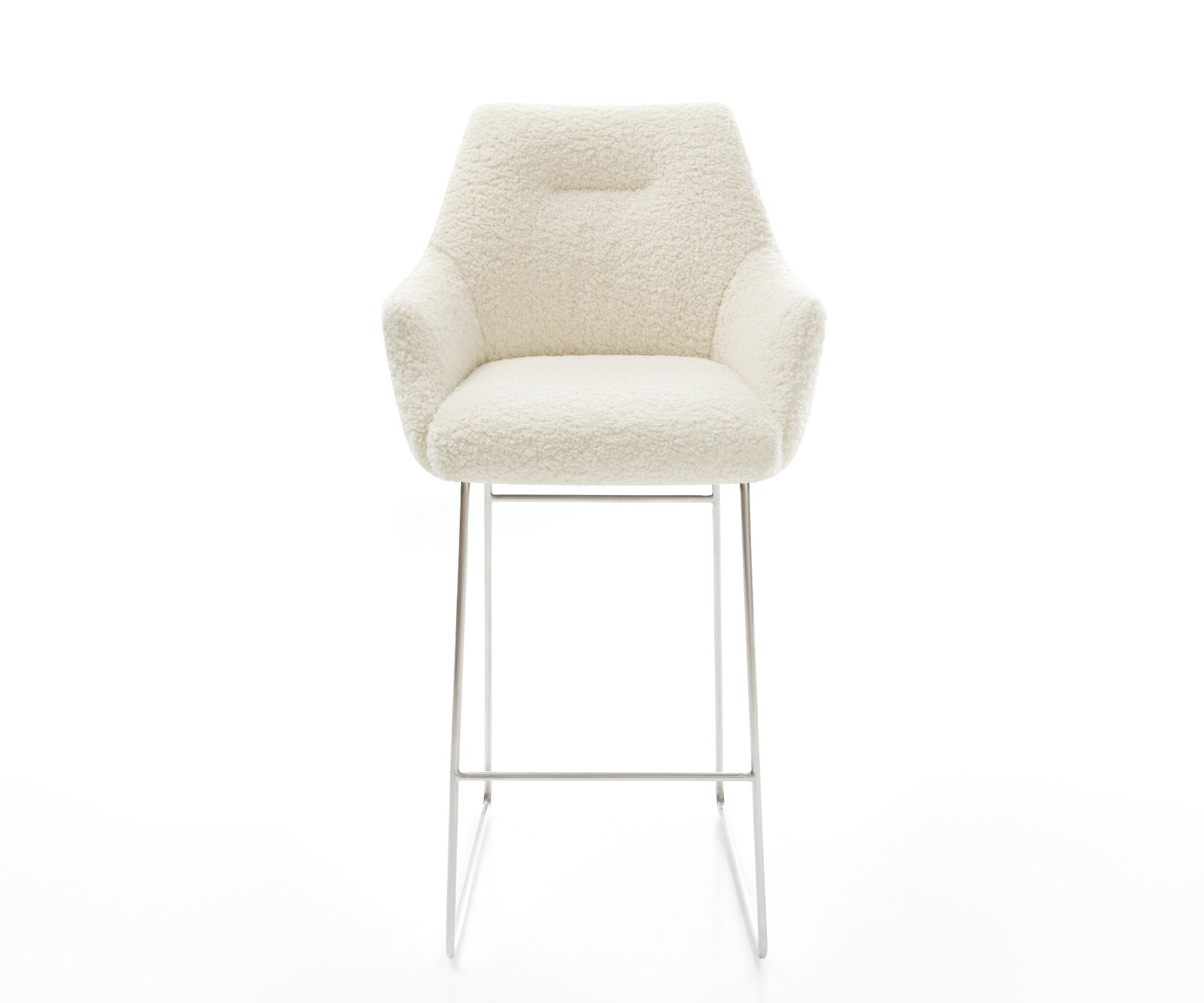 Бар стол Alja-Flex teddy плат бежов, Основа шейна от неръждаема стомана със сребрист цвят, сърцевина от джобни пружини 1