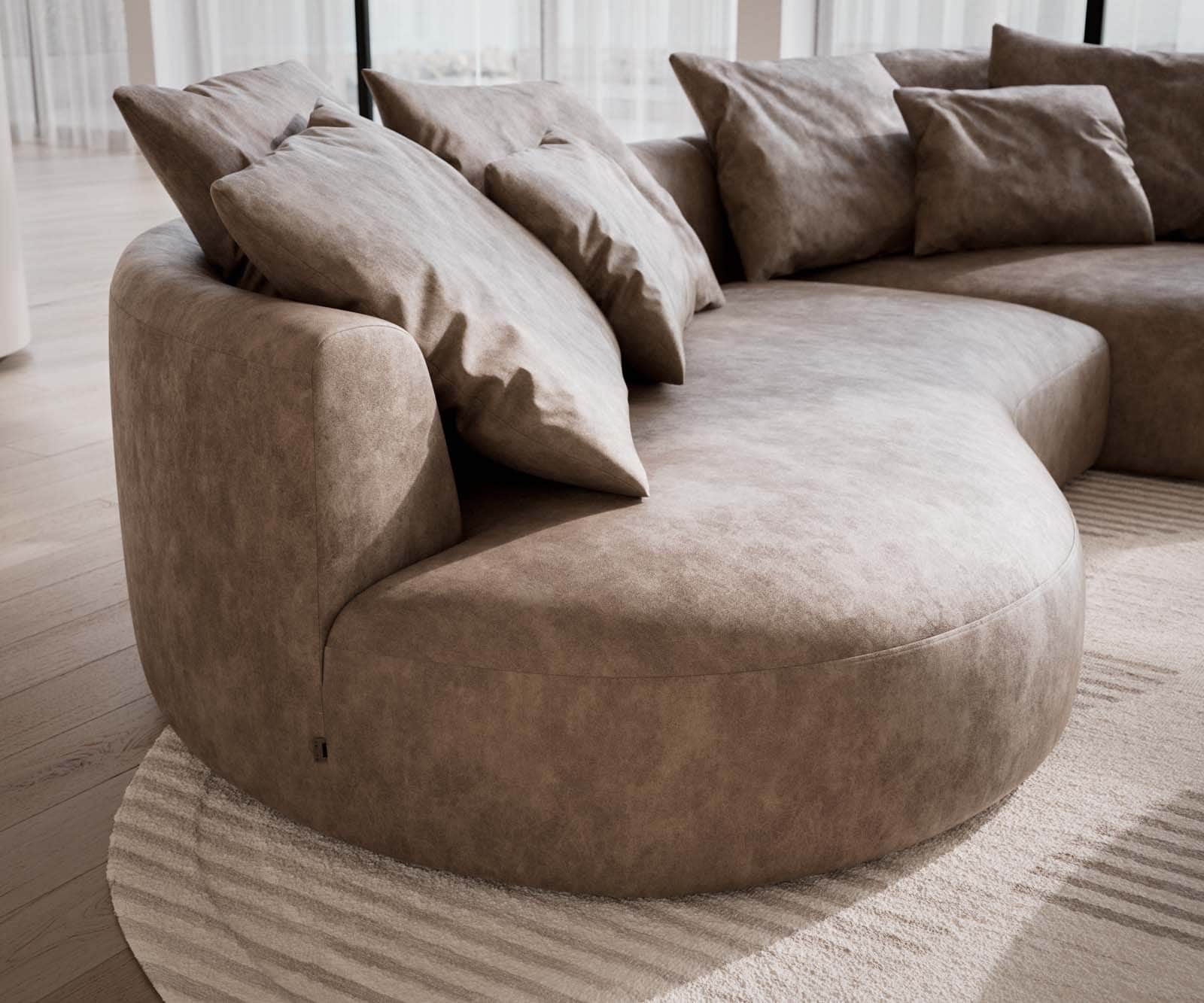 Диван Edina 330x170 cm микрофибър сив цвят vintage 4 Диван Edina 330x170 cm микрофибър сив цвят vintage 4