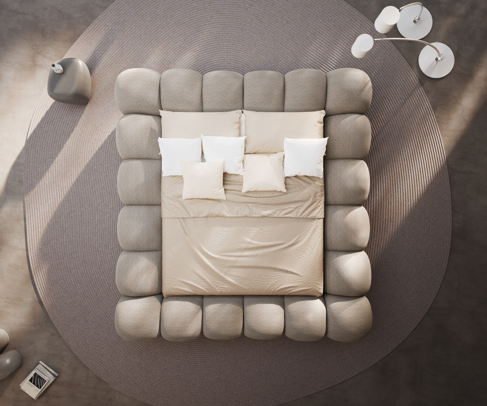 Тапицирана рамка за легло Perlla 180x200 cm Bouclé Taupe 6
