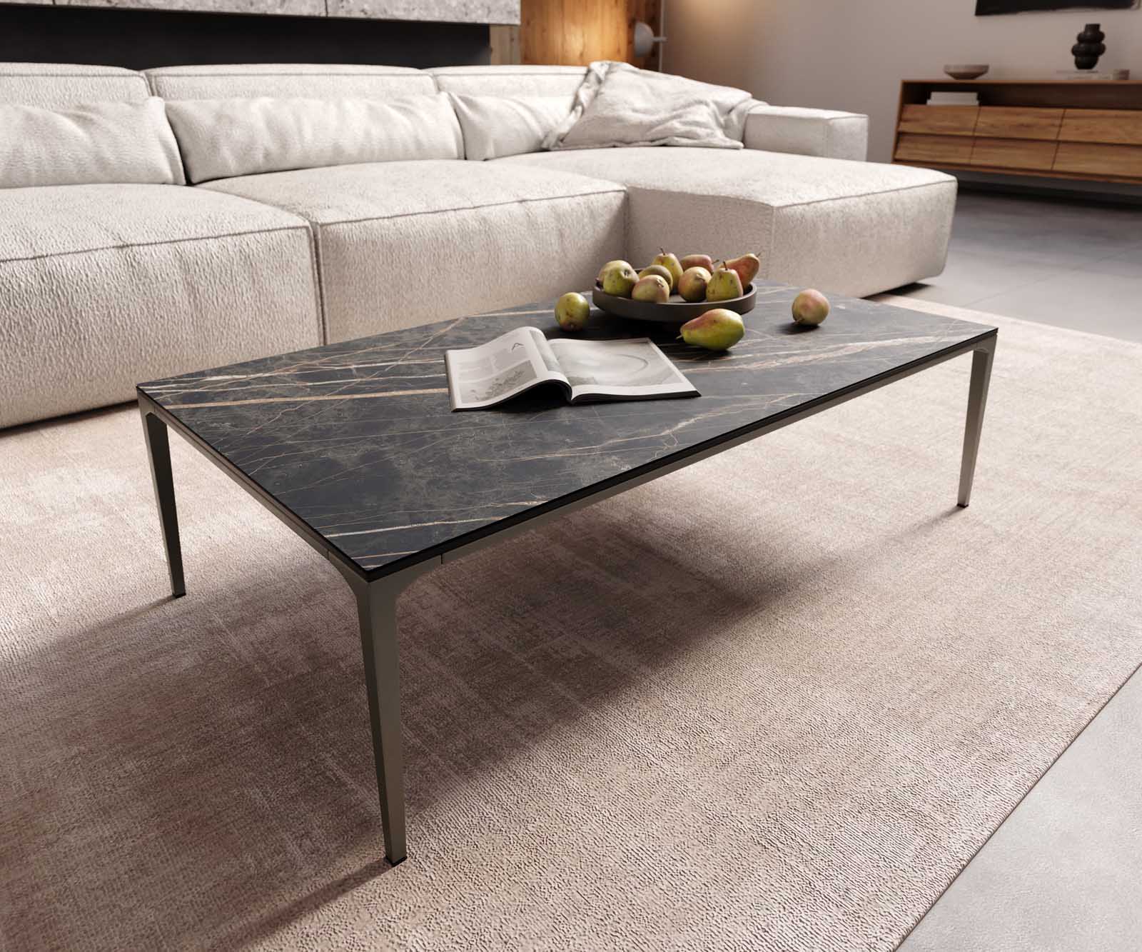 Холна маса 110x60 cm Керамика Laminam®Noir Desir Кафяв Основа Метал Ефектен финиш Titan Levente