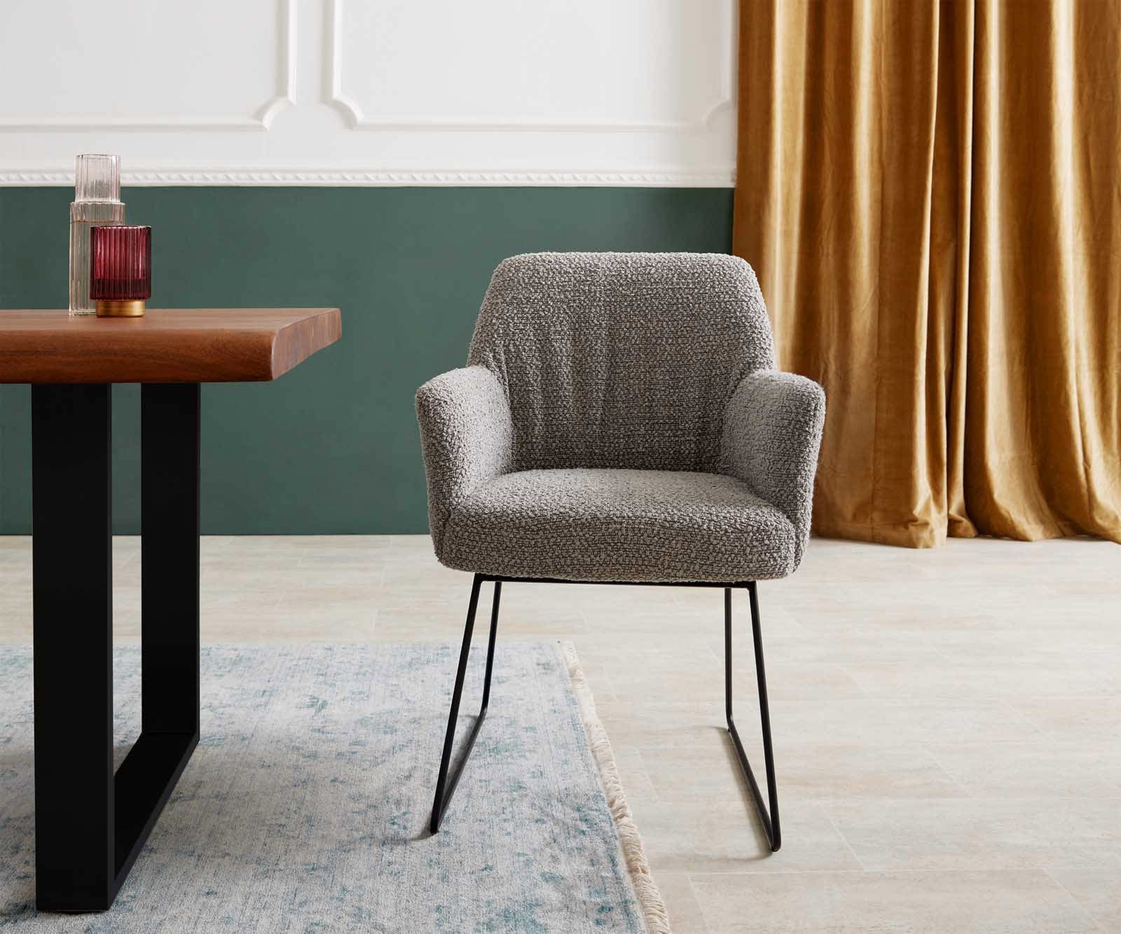 Стол Букле Сребристосив Извити крака Черни Покет пружина Xana-Flex 1 Стол Букле Сребристосив Извити крака Черни Покет пружина Xana-Flex 1