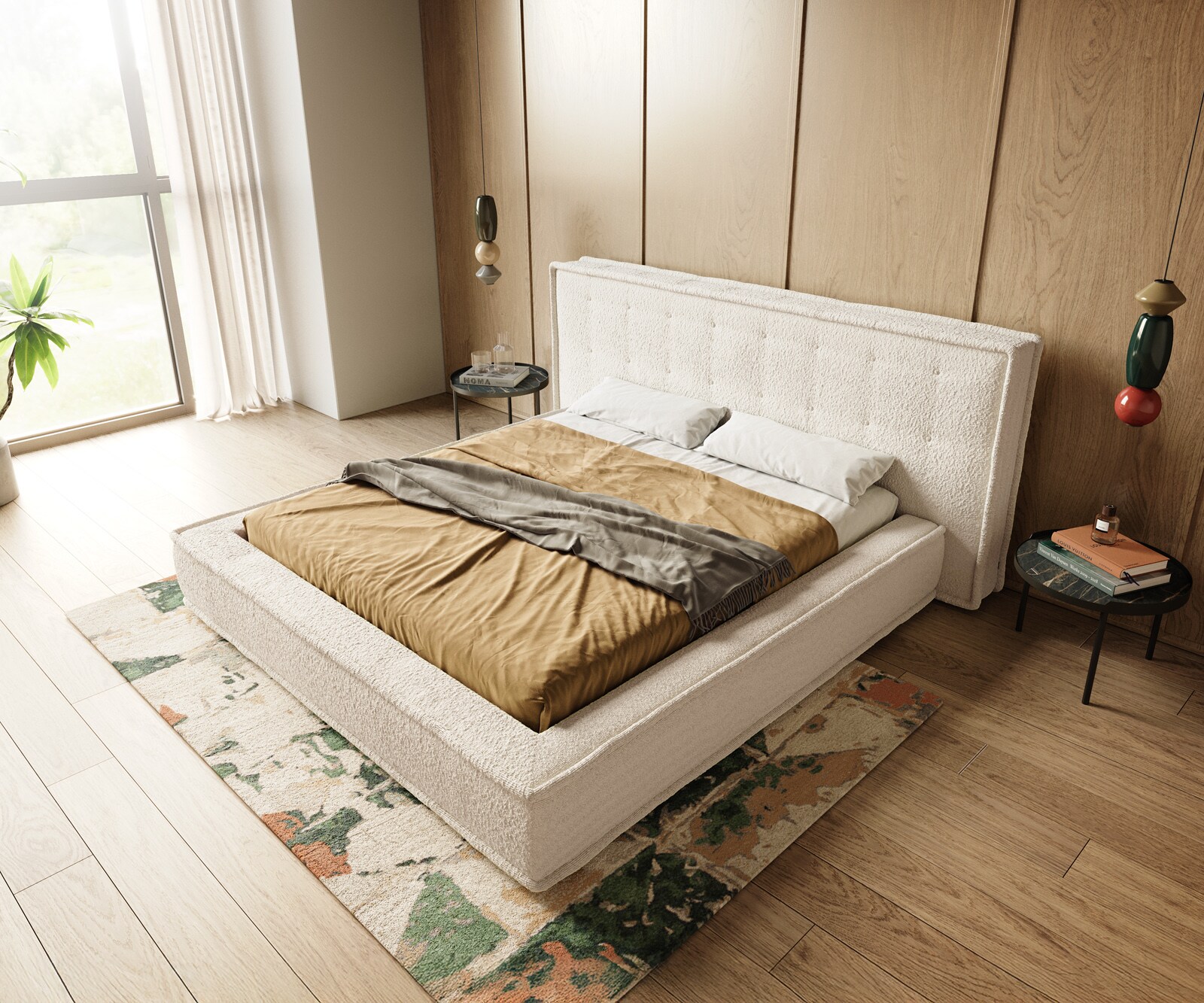 Тапицирана рамка за легло Filikos 180x200 cm Bouclé Cream 4