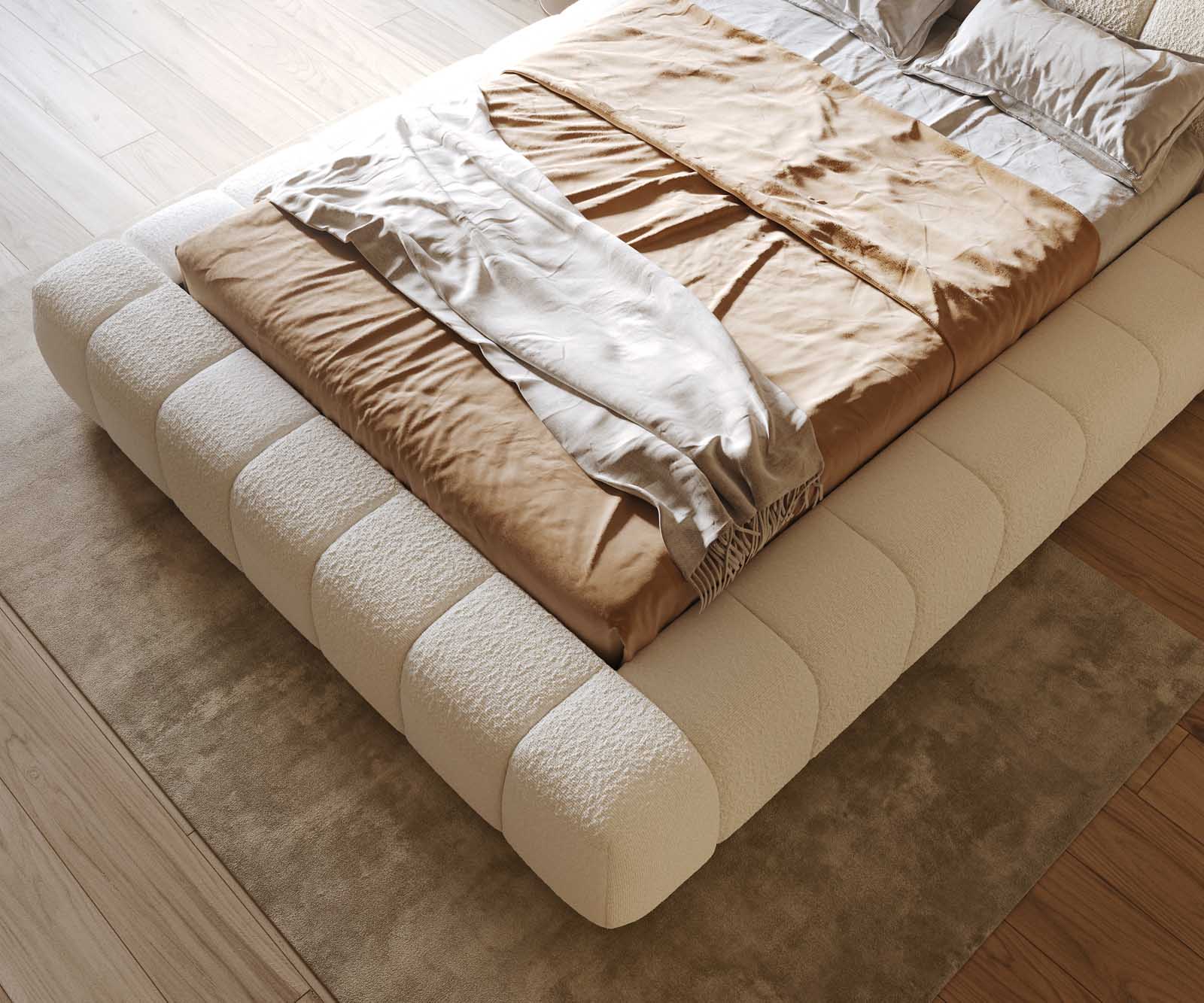 Тапицирано легло Cutio 140x200 cm Bouclé крем-бяло 5