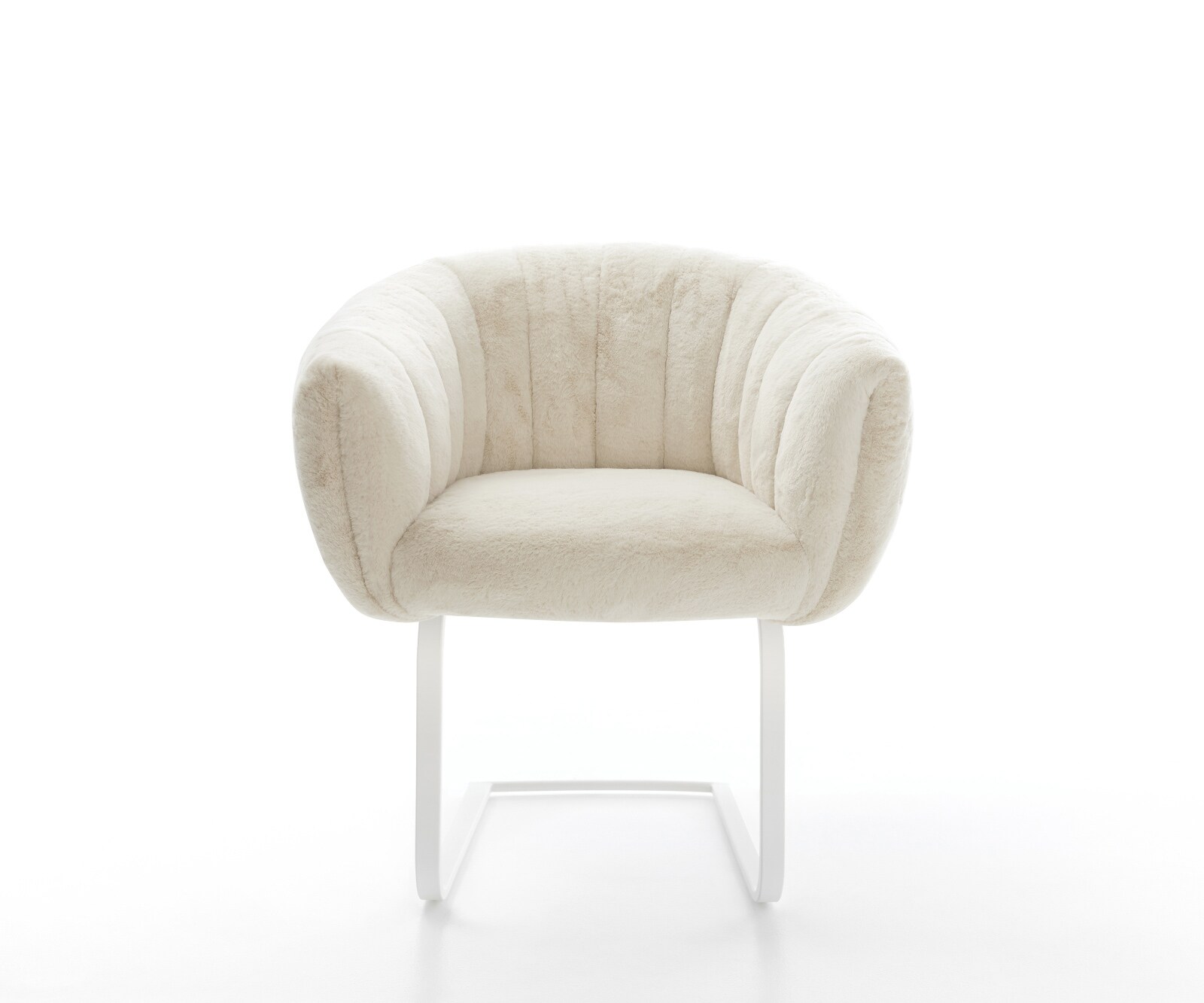 Конзолен стол Jada-Flex плюш кремаво-бяло Стол с конзола плоско бяло Ядро от джобни пружини 2