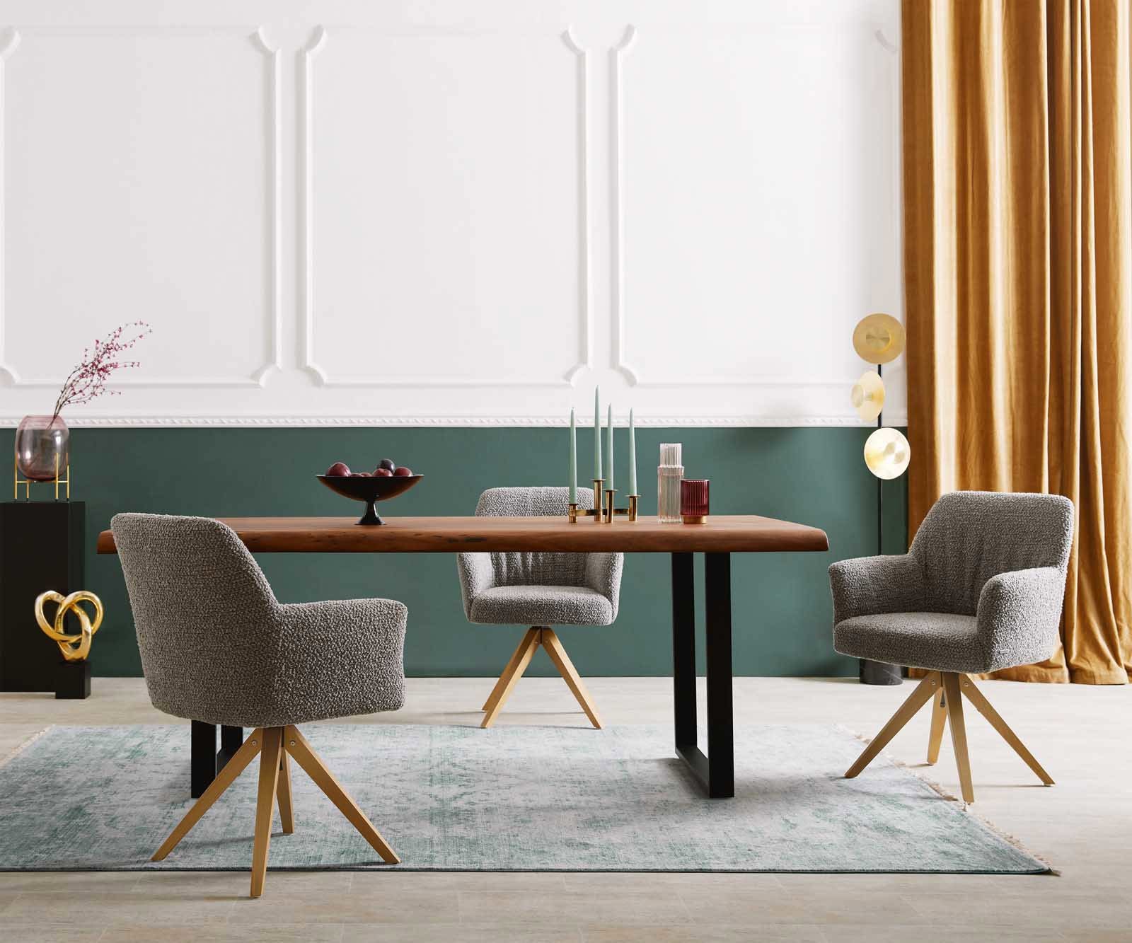 Врътящ се стол с подлакътници Букле СребристСив Дървена рамка  Натурал 180° въртящ се Покет пружина Xana-Flex 5 Врътящ се стол с подлакътници Букле СребристСив Дървена рамка  Натурал 180° въртящ се Покет пружина Xana-Flex 5