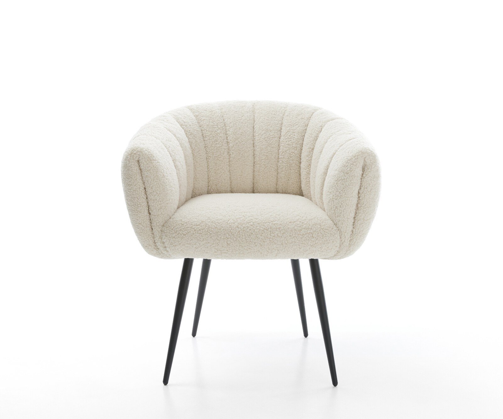 Трапезен стол Jada-Flex, Teddy плат бежов, 4-футов конусовиден черен крак, Ядро от джобна пружина 2