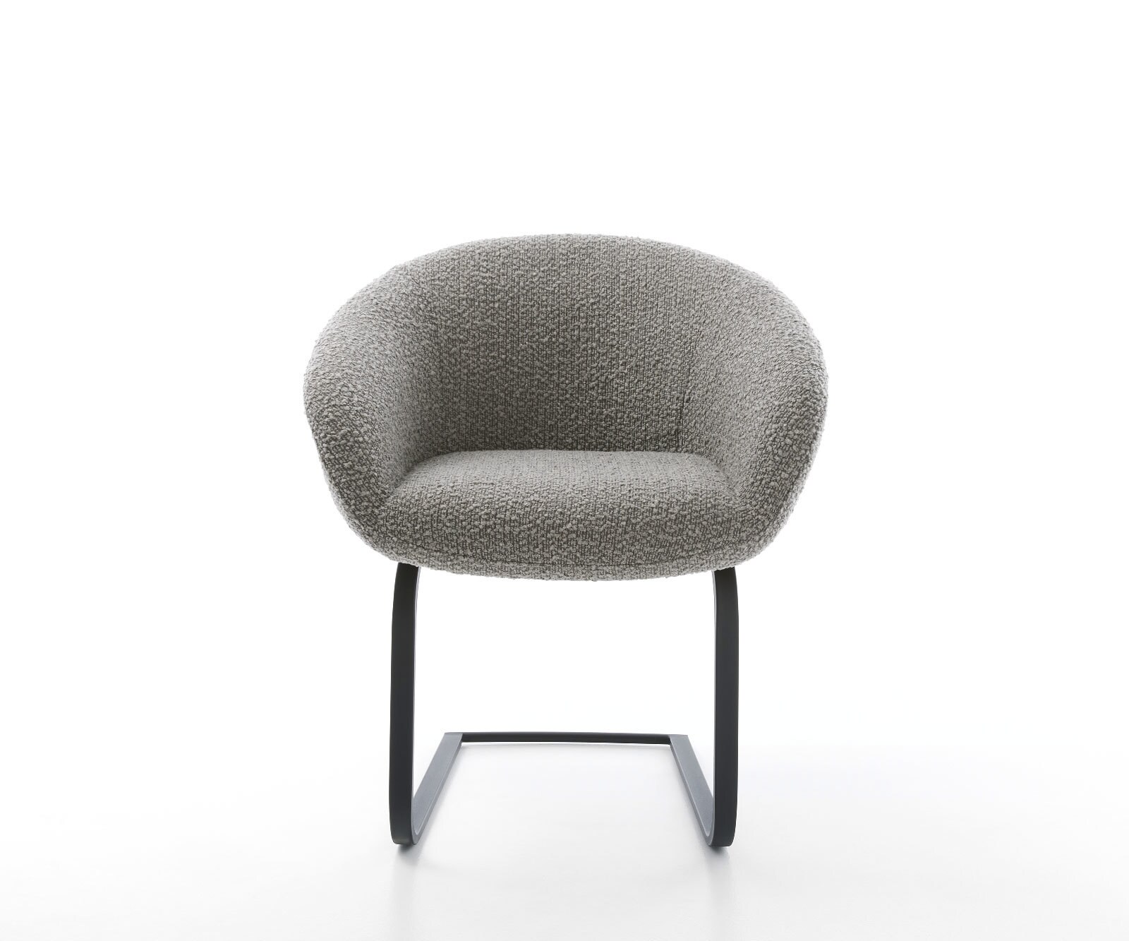 Люлеещ стол с подлакътници Букле Сребристо сив Конзолен крак плосък Черен Покет пружина Vinka-Flex 2