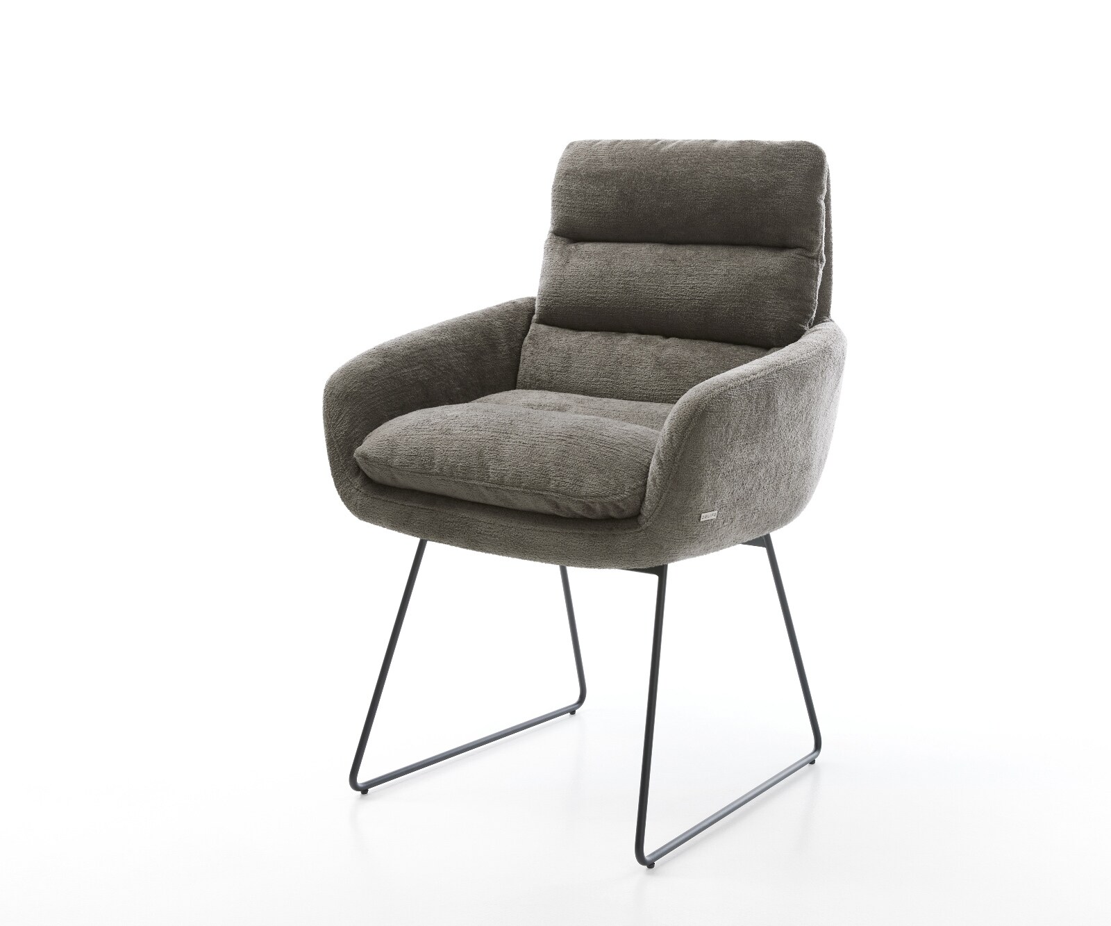 Трапезен стол Abelia-Flex с подлакътници Bouclé Soft Mud Основа за шейни черна 1