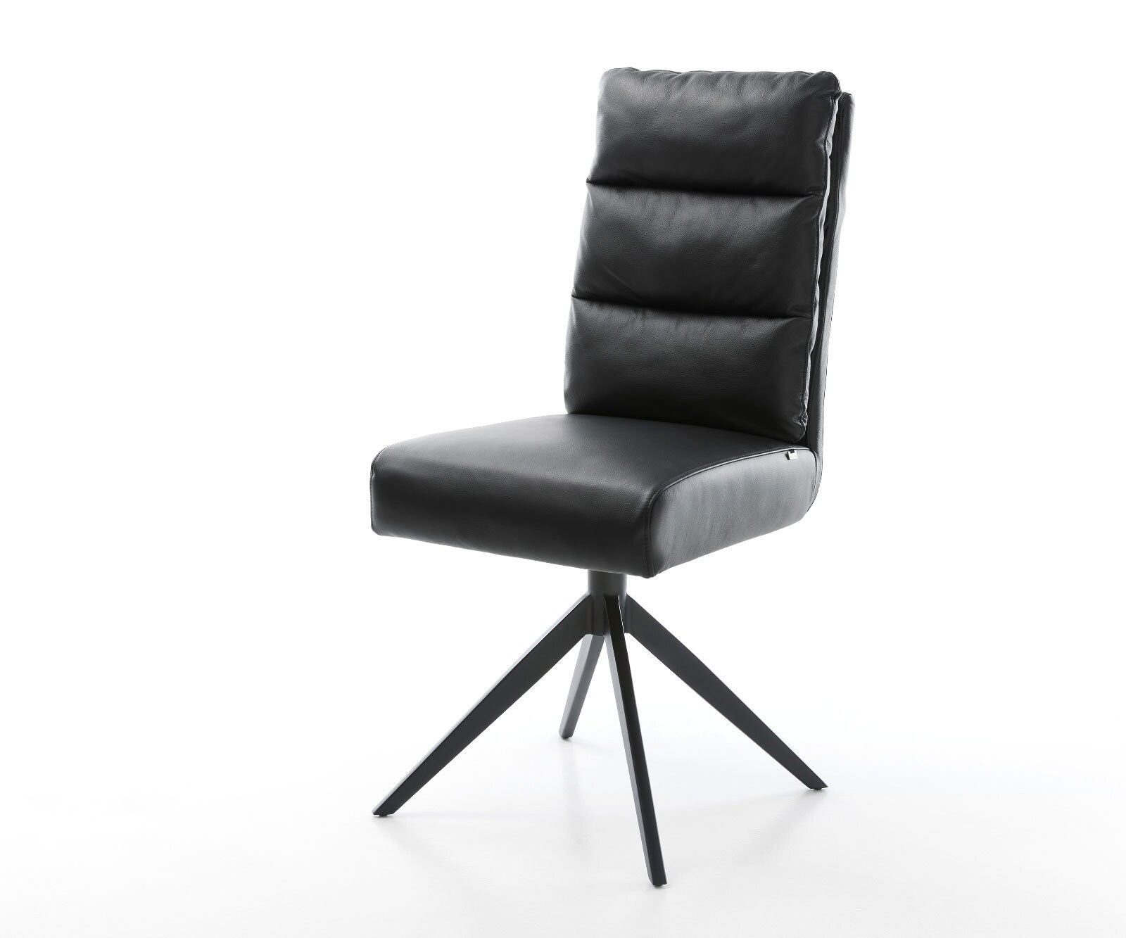 Въртящ се стол Pela-Flex Естествена кожа Черно Кръстосана рамка широка Черно Завъртане на 360° Люлееща се функция Ядро от джобни пружини