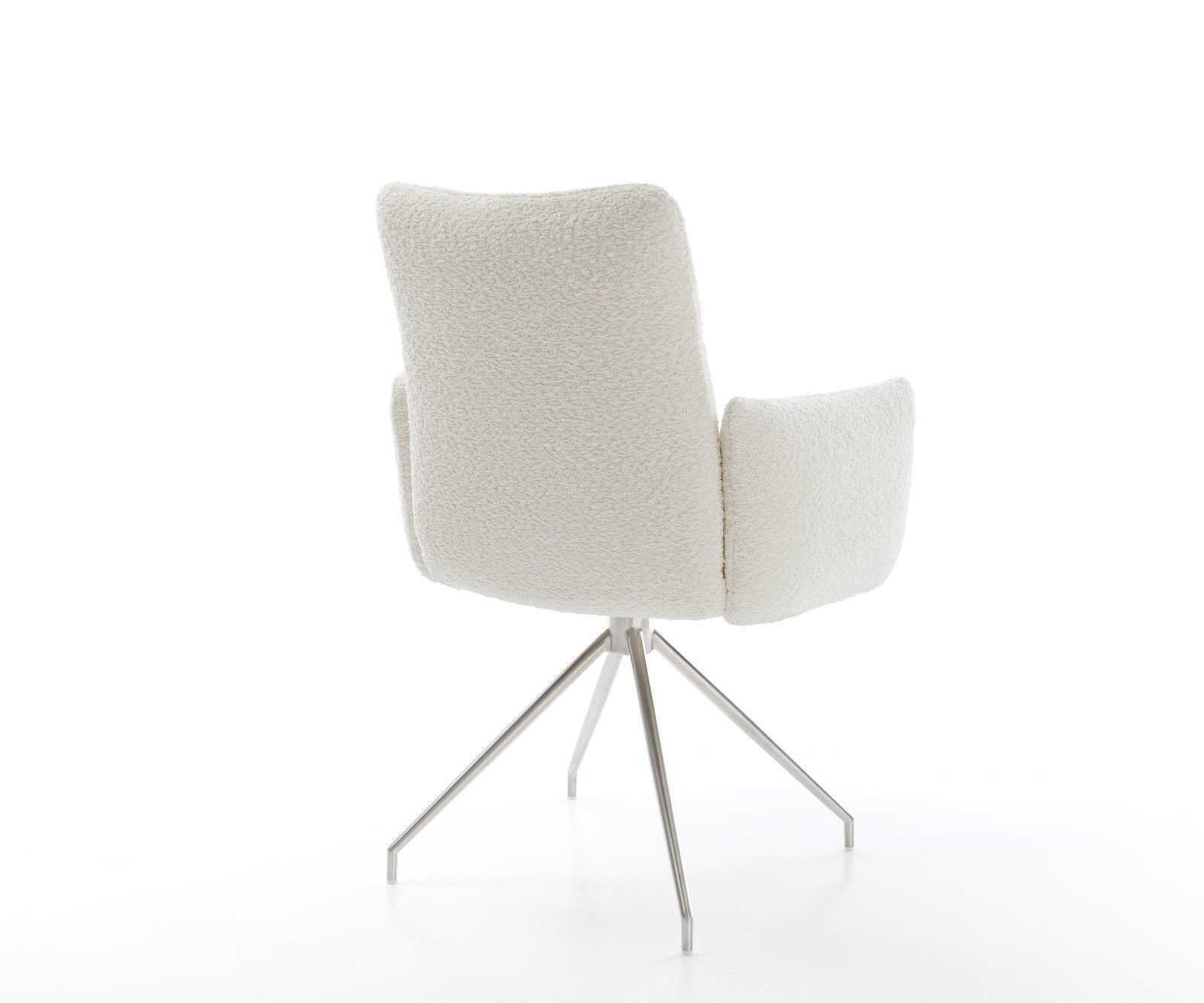 Врътящ се стол с подлакътници Букле Бял Конус крак кръгъл Неръждаема стомана 180° въртящ се Покет пружина Jova-Flex 5