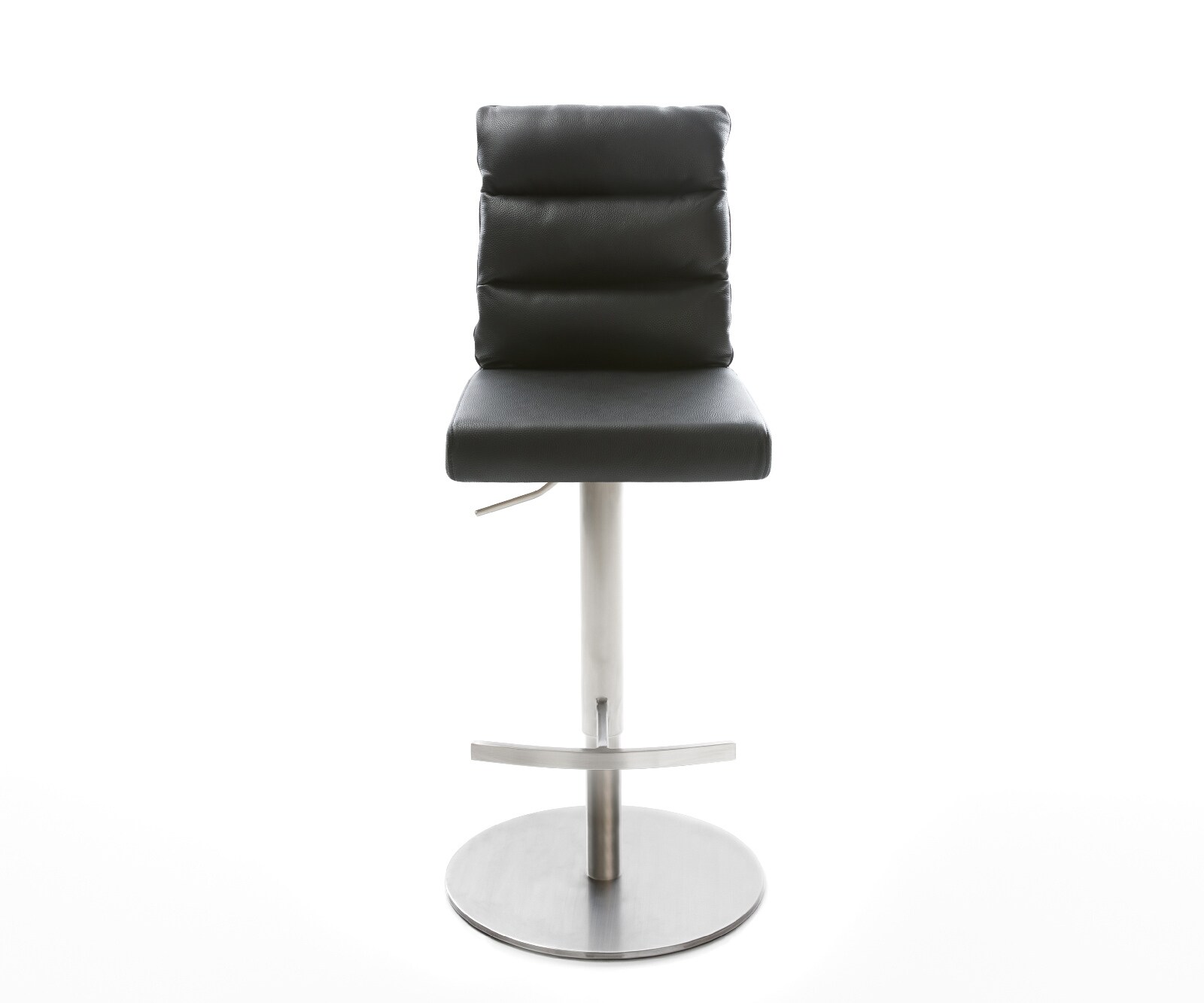 Бар стол Естествена кожа Черен Въртяща се основа с регулируема височина Неръждаема стомана Pela-Flex 2