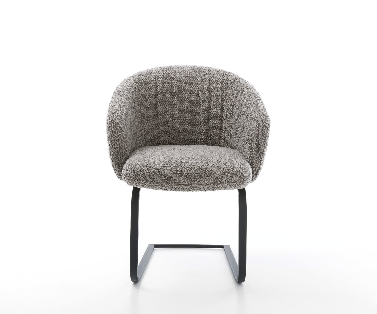 Люлеещ стол с подлакътници Букле Сребристо сив Конзолен крак плосък Черен Покет пружина Caja-Flex 2