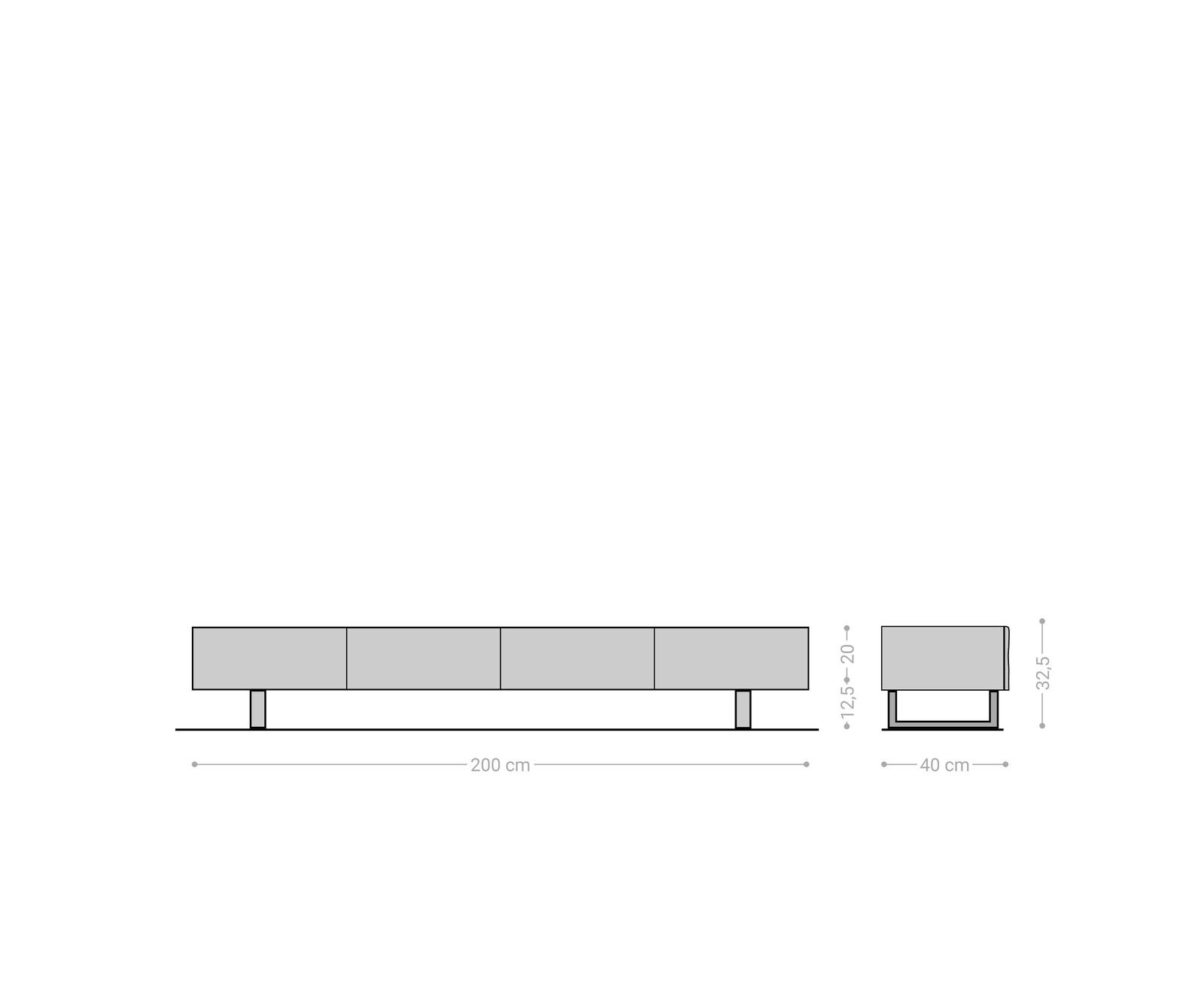 Ниска дъска New Live-Edge 200 cm акация естествена 4 вратички метален бегач черен 6