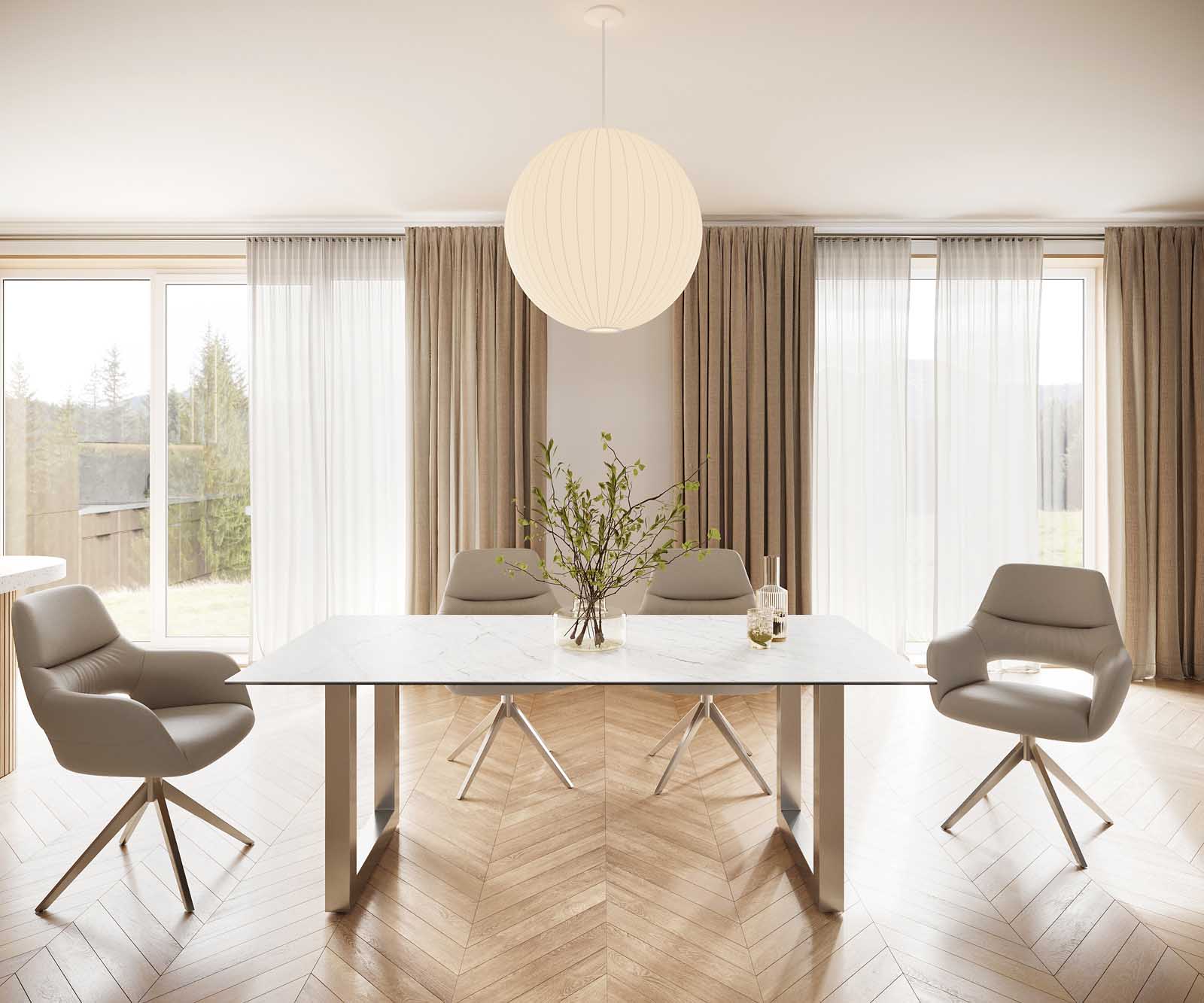 Маса 200x100 Keramik Laminam® Statuarietto Бял Неръждаема стомана Широк профил Edge 1