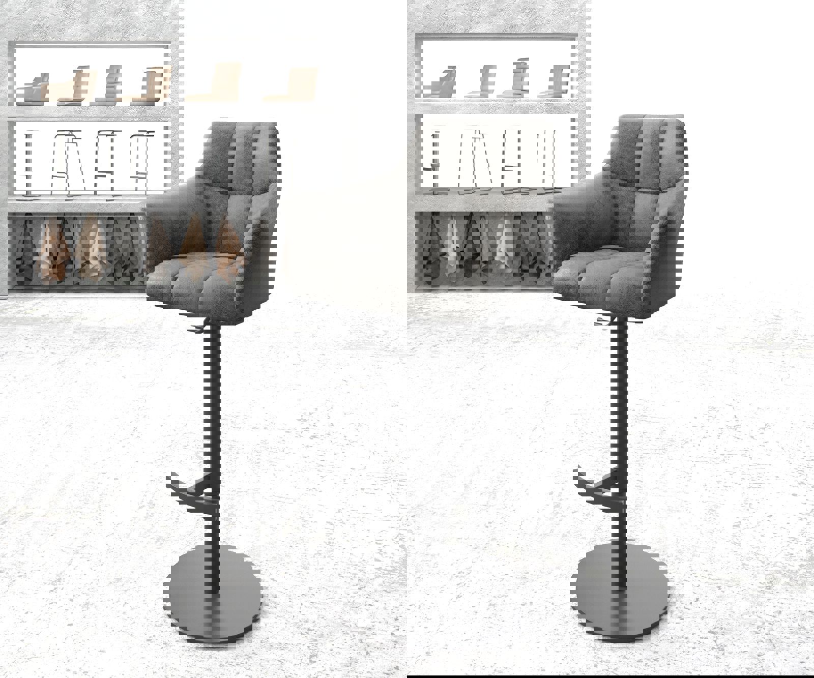 Бар стол Винтидж Сив Въртяща се основа с регулируема височина Метал Yulo-Flex Бар стол Винтидж Сив Въртяща се основа с регулируема височина Метал Yulo-Flex