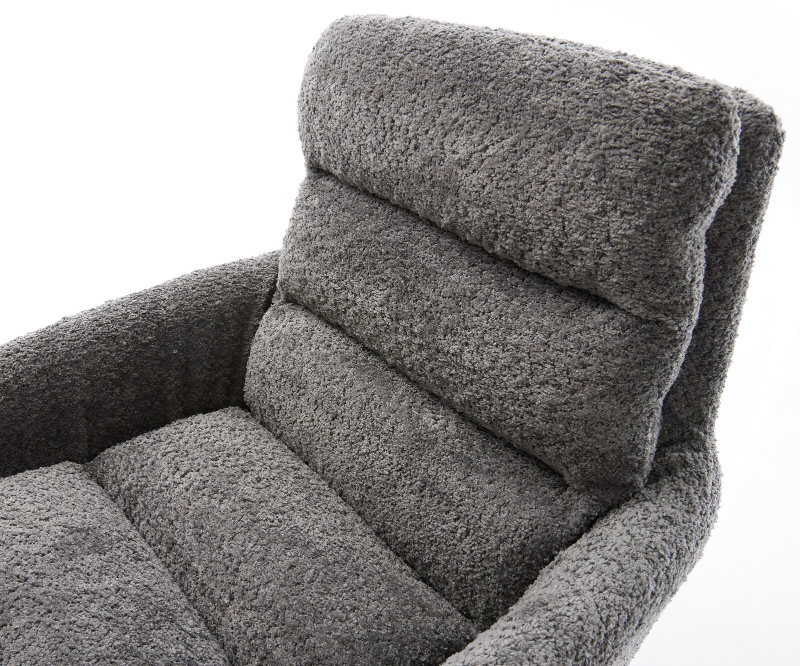 Въртящ се стол Abelia-Flex с подлакътници Bouclé сив Кръстосана рамка широка черна 360° въртене Функция люлеене 3