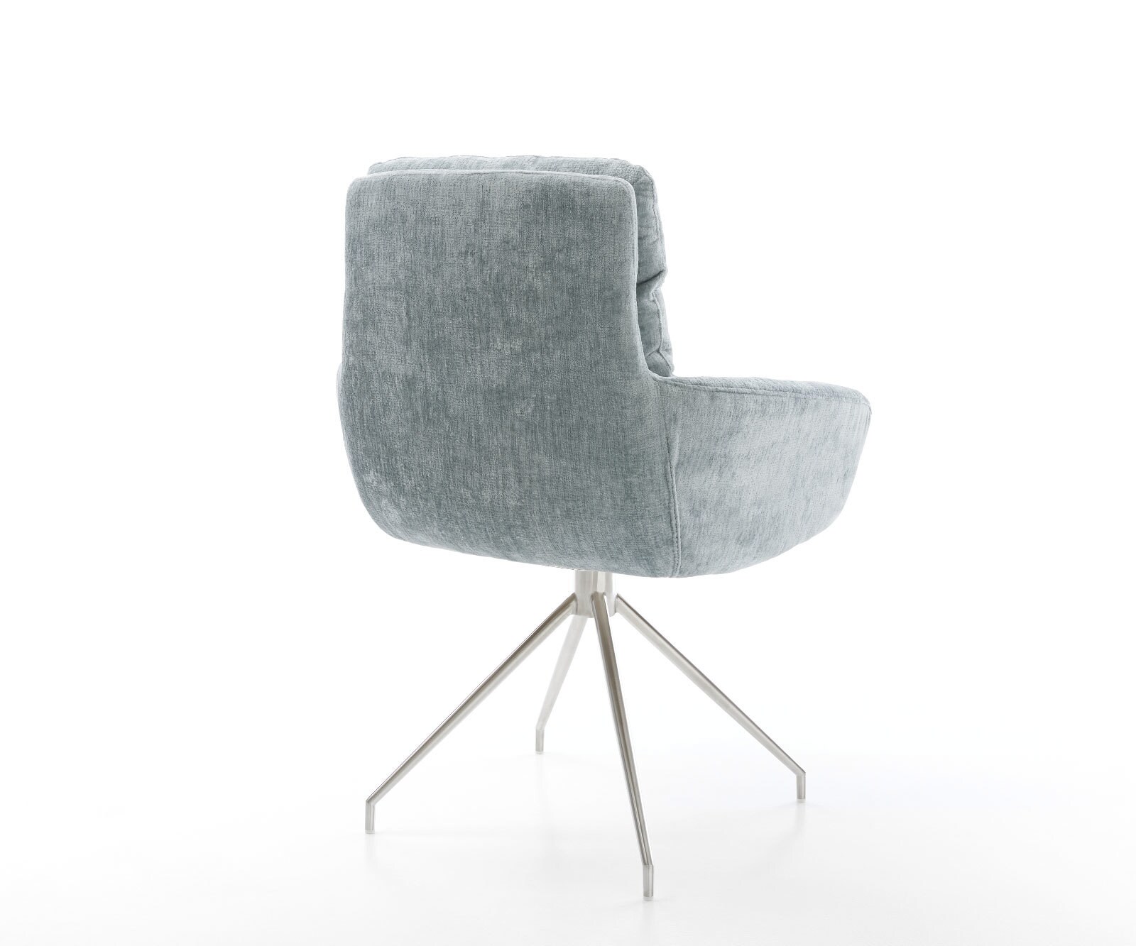 Врътящ се стол с подлакътници Шенил ПастелСин Конус крак кръгъл Неръждаема стомана 180° въртящ се Abelia-Flex 4 Врътящ се стол с подлакътници Шенил ПастелСин Конус крак кръгъл Неръждаема стомана 180° въртящ се Abelia-Flex 4