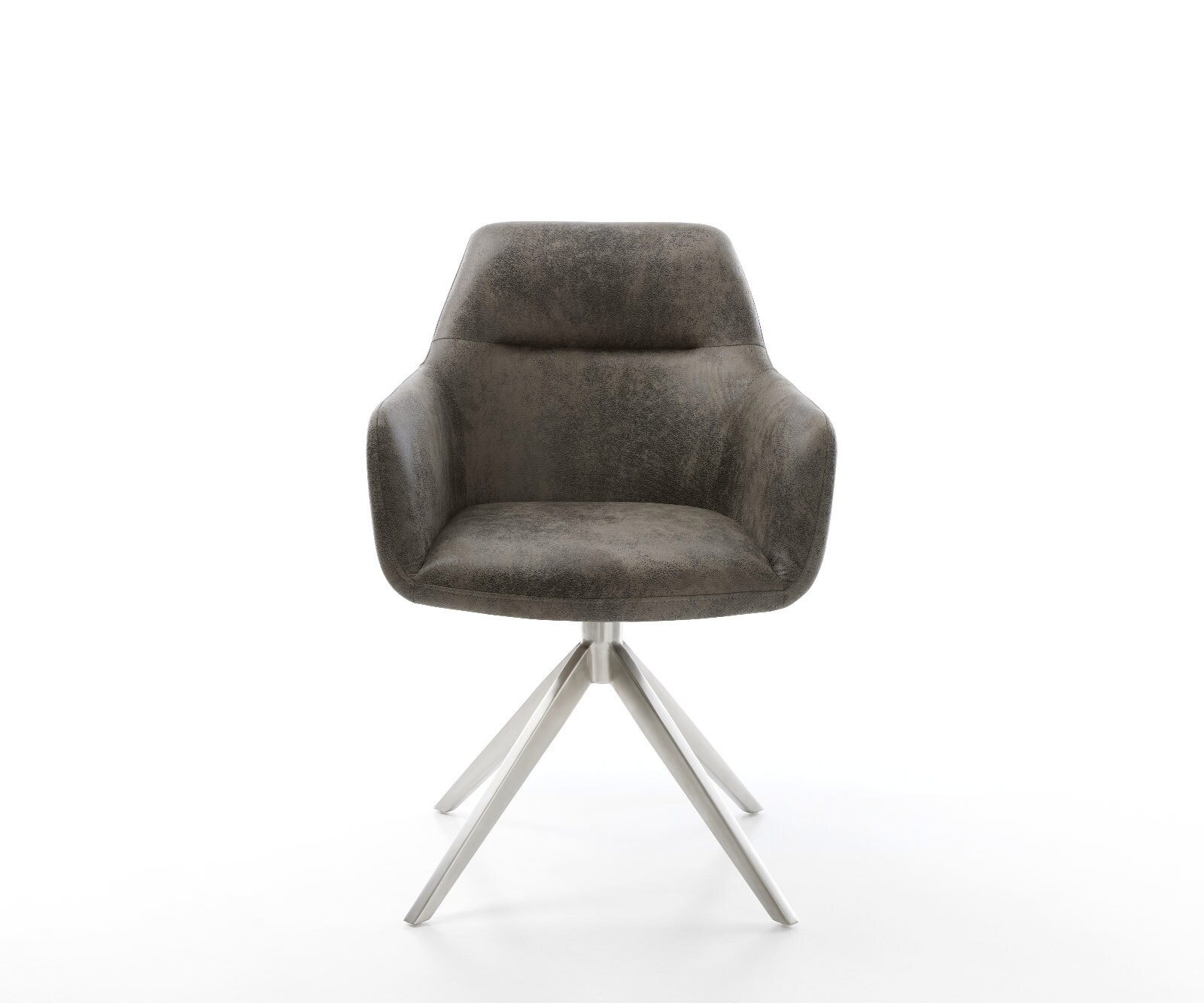 Въртящ се стол Pejo-Flex микрофибър сив античен кръстосана рамка широка неръждаема стомана 360° въртяща се люлееща се функция сърцевина от джобни пружини 1