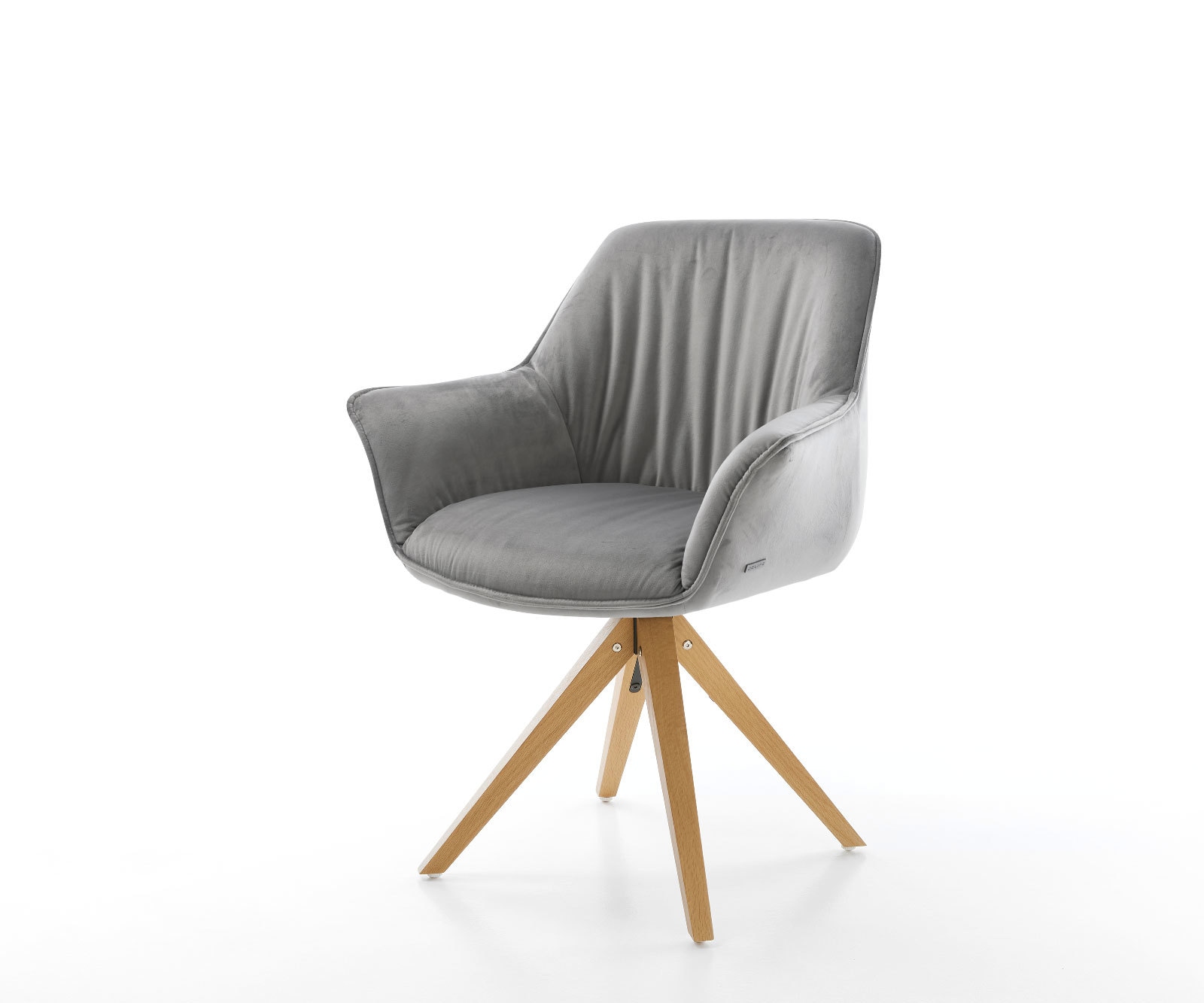 Врътящ се стол с подлакътници Кадифе Сив Дървена рамка  180° въртящ се Keila-Flex Врътящ се стол с подлакътници Кадифе Сив Дървена рамка  180° въртящ се Keila-Flex