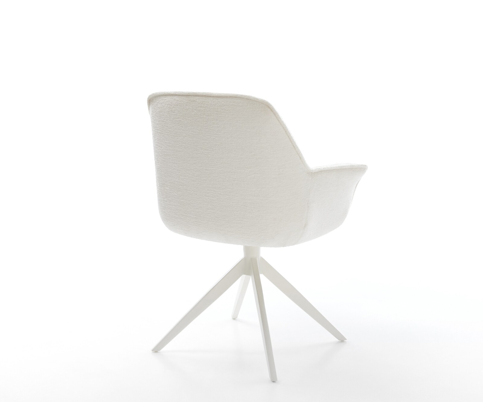Въртящ се стол Keila-Flex с подлакътници Bouclé Soft Beige Кръстосана основа широка Бяла 360° въртене Люлееща се функция 5