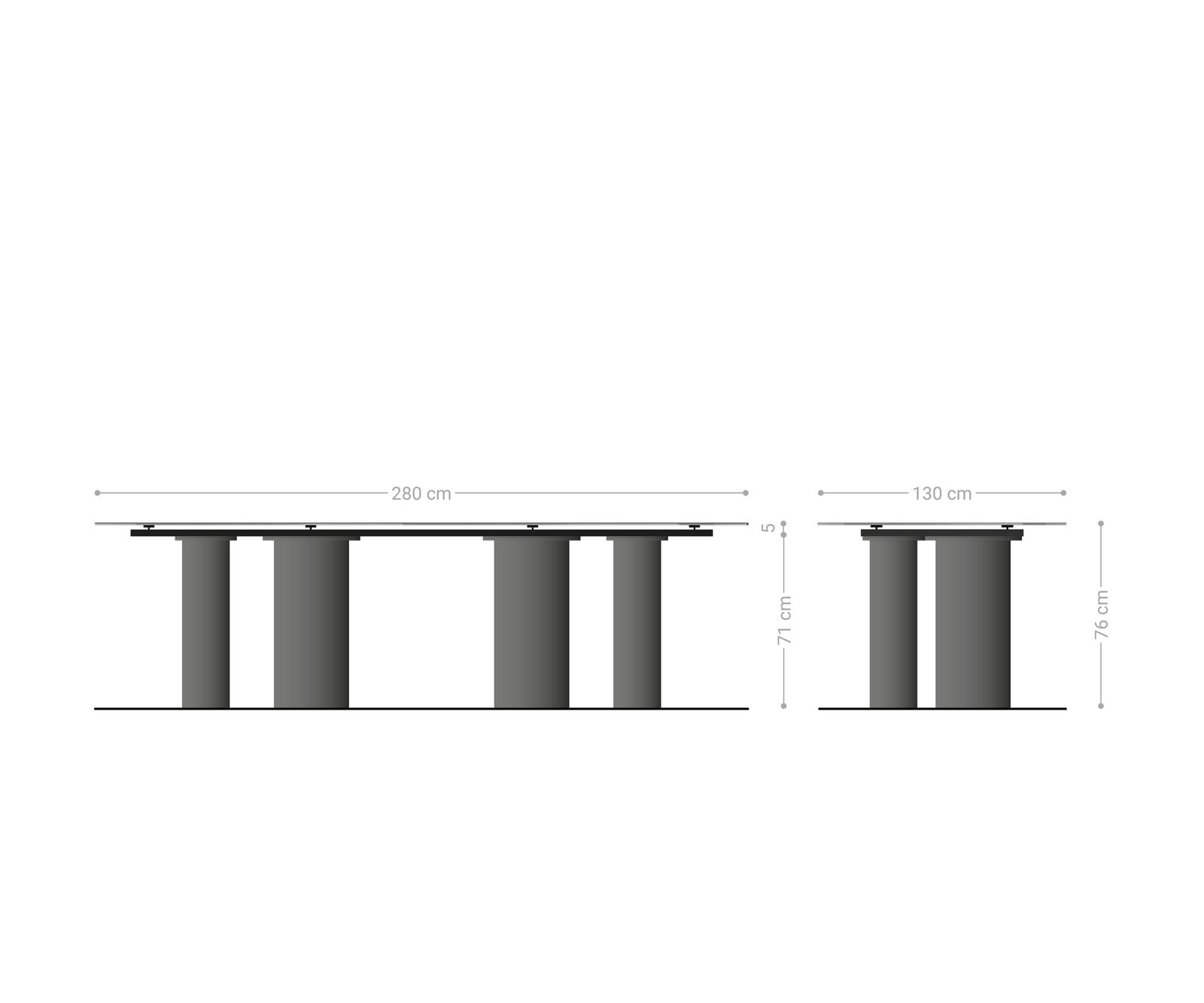 Маса Oval 280x130 Keramik Minas Melange Бял-Бежов Pilier Метал Ефектенфиниш Titan Edge 8