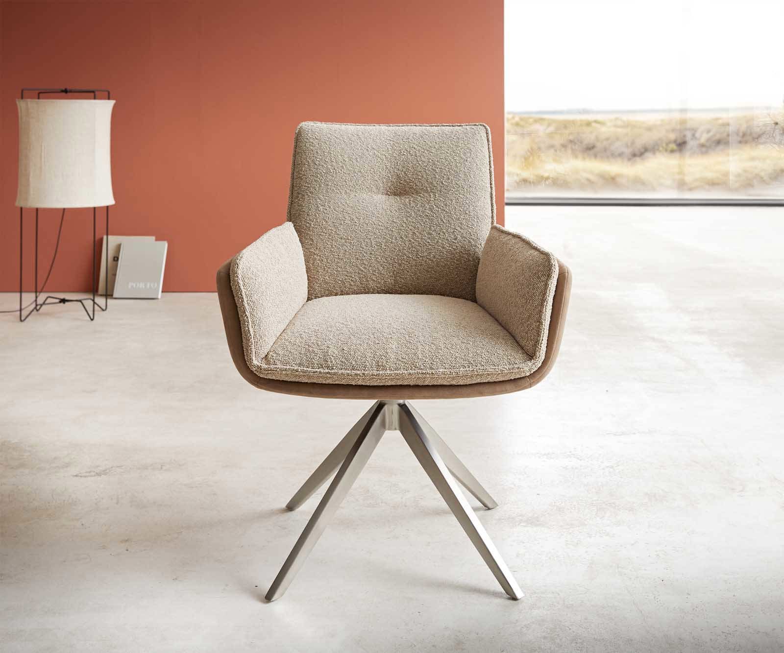 Въртящ се стол Nela-Flex материал микс Кръстосана рамка широка неръждаема стомана 360° въртящ се 1 Въртящ се стол Nela-Flex материал микс Кръстосана рамка широка неръждаема стомана 360° въртящ се 1