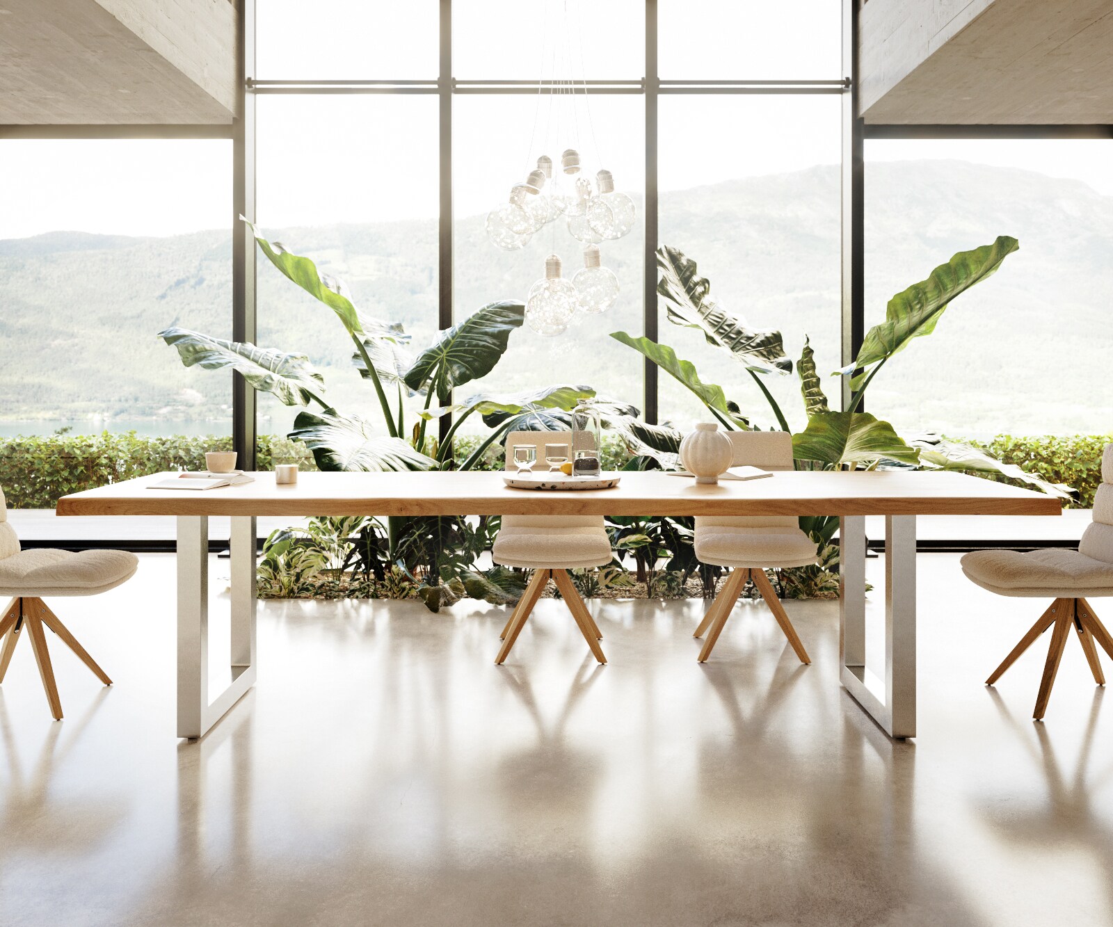 Маса 300x100 Дъб Натурал Неръждаема стомана Широк профил Edge 4