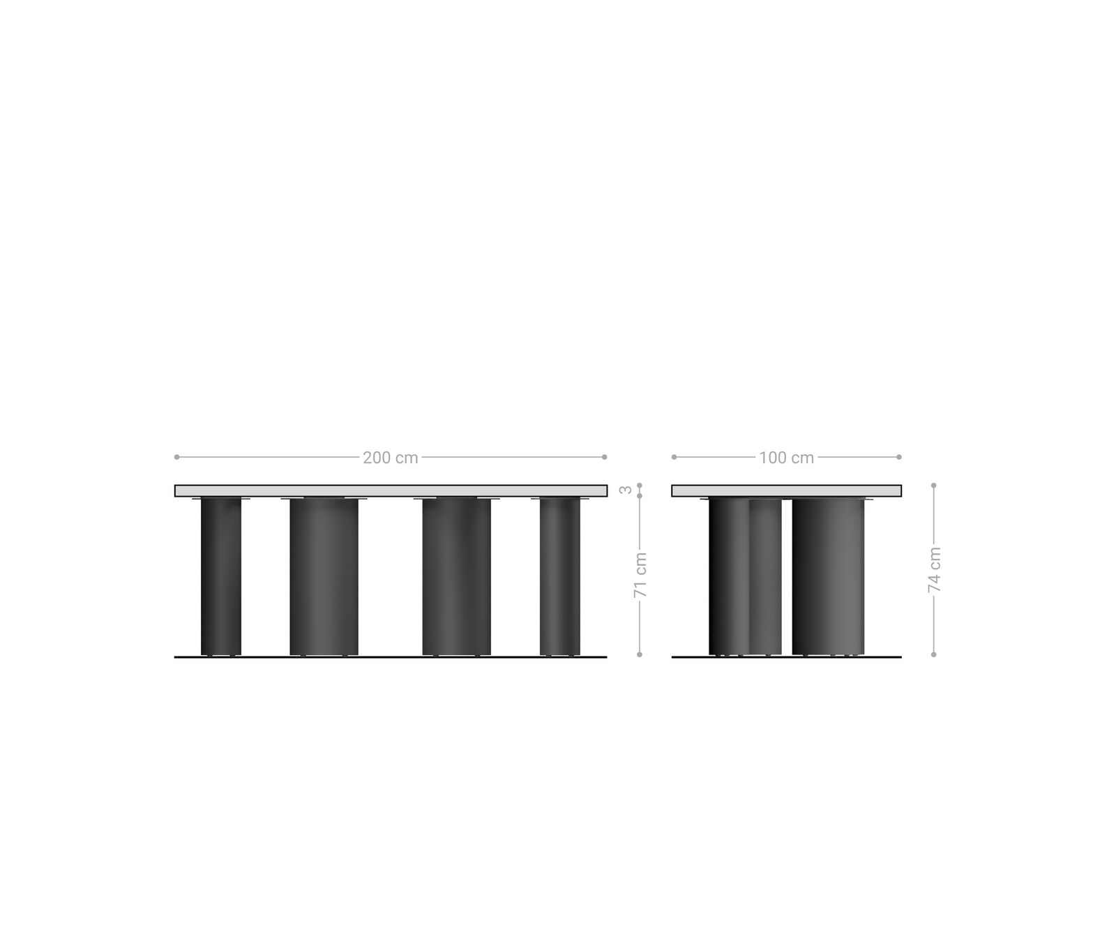 Трапезна маса Edge 200x100x2,5-3, естествен дъб, черна метална основа „Pilier“, с естествени ръбове 6