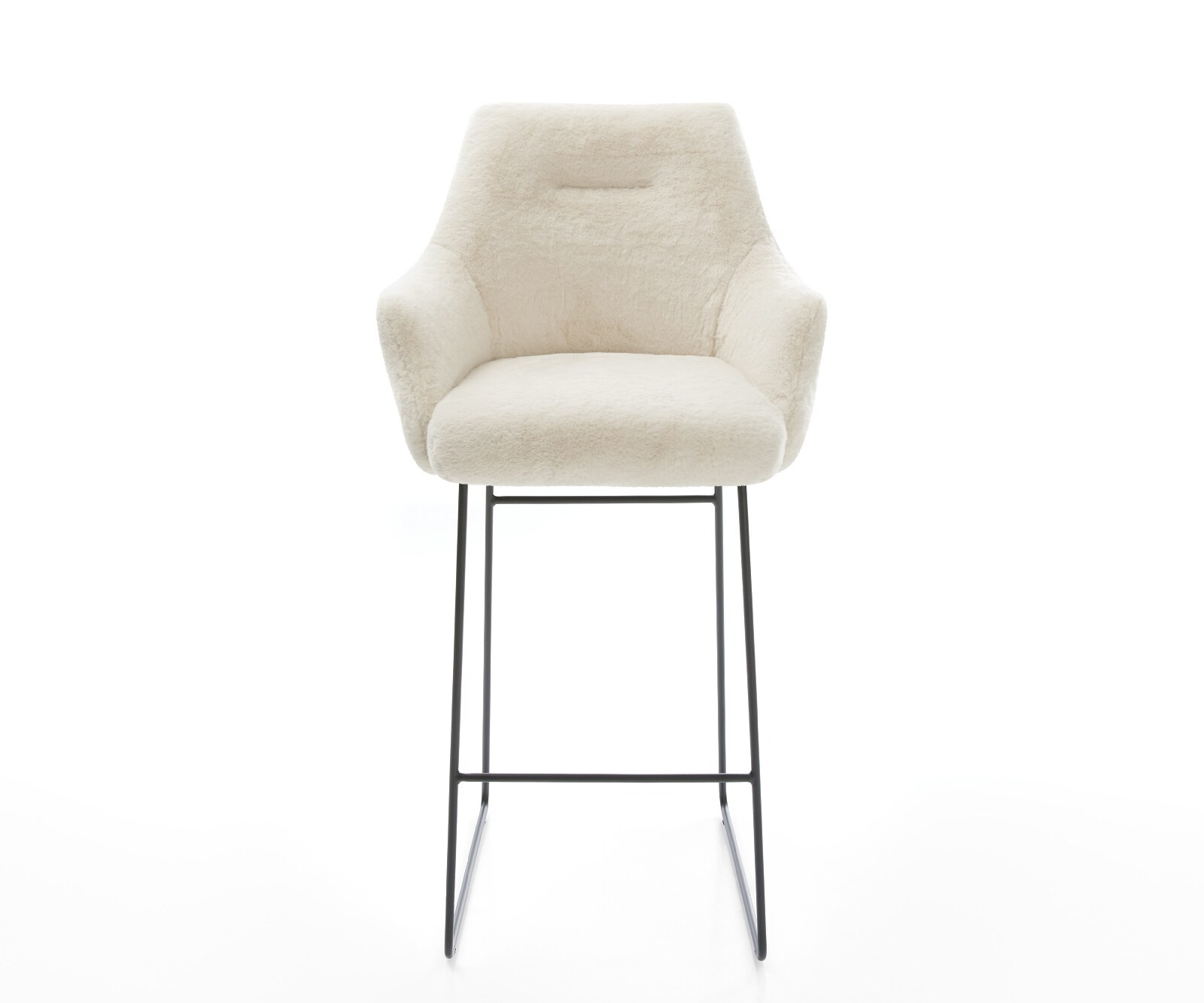 Бар стол Alja-Flex плюшен кремаво-бял плат, основа шейна метална сърцевина от черни джобни пружини 2