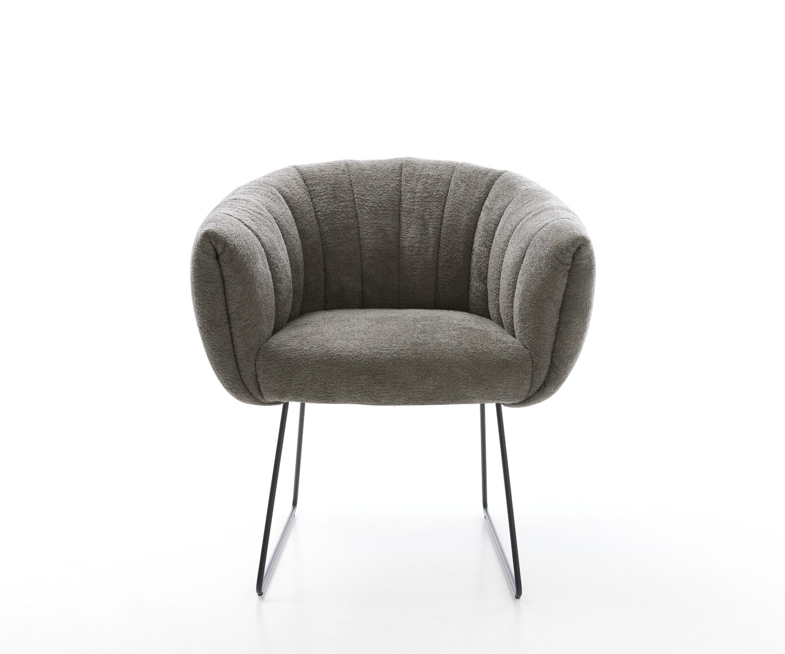 Трапезен стол Jada-Flex, Букле Сиво-кафяво, Основа шейна, Черно ядро от джобни пружини 2