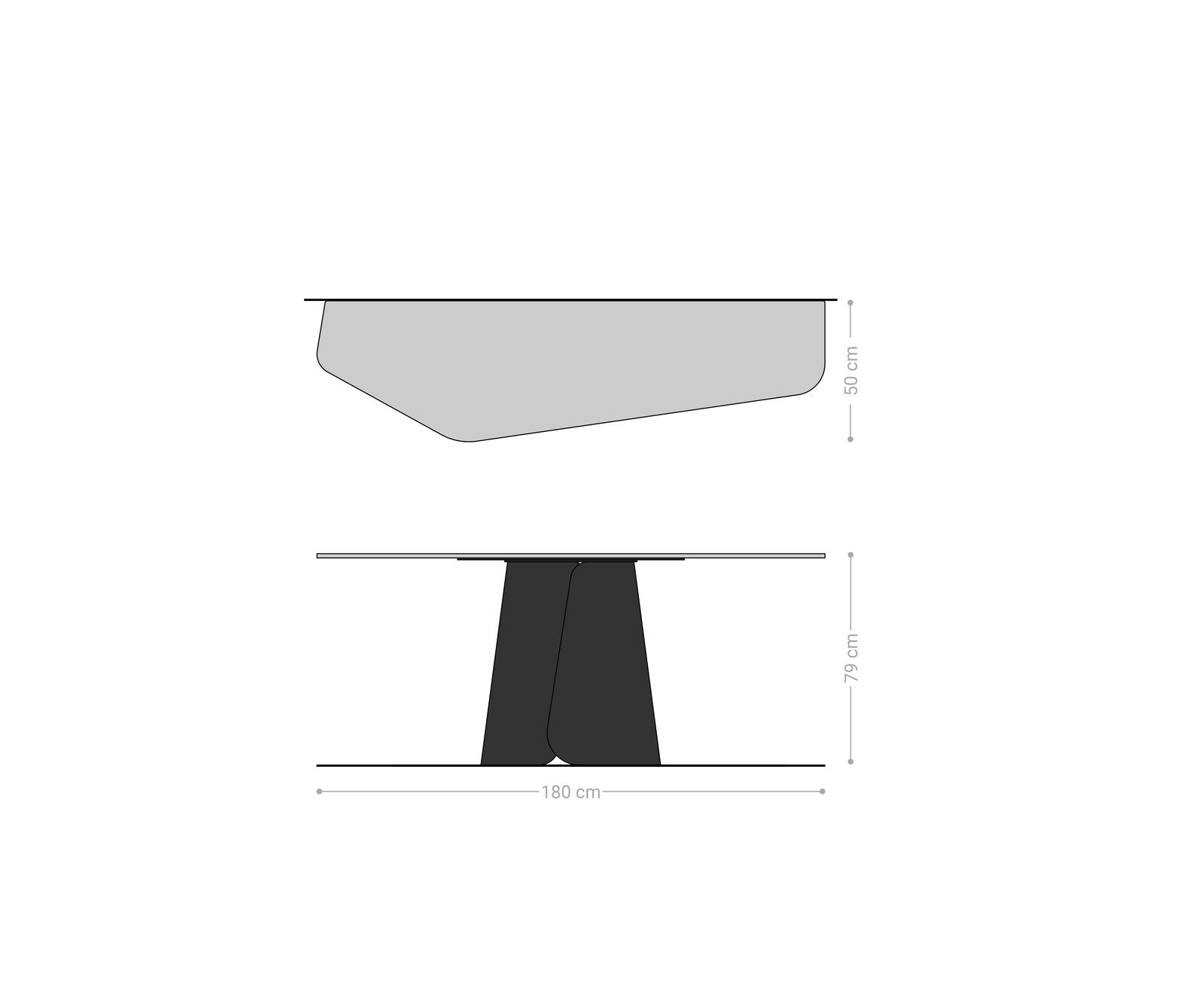 Конзолна маса Edge Polygonal 180x50 см, керамика и бетон в сиво, Livos, метал в черно 8