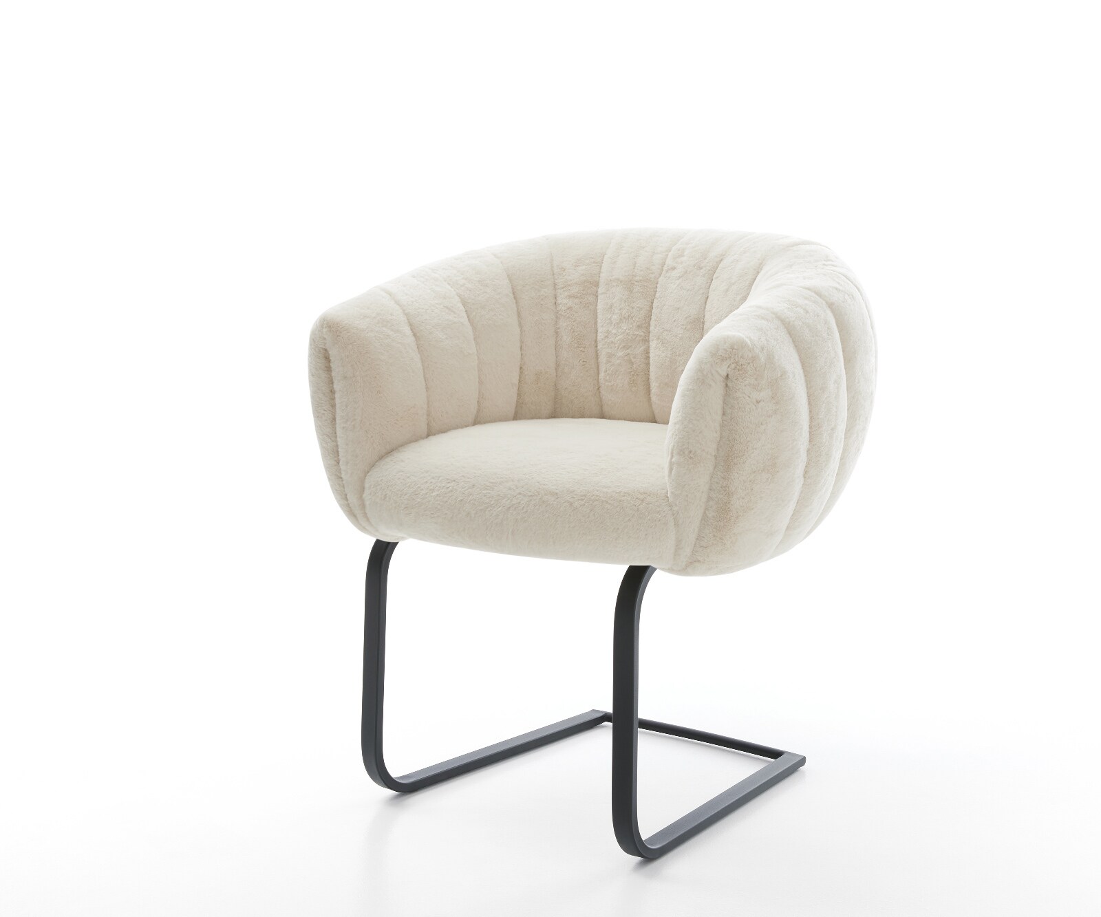 Конзолен стол Jada-Flex плюшен кремаво-бял конзолен стол плосък черен джобен пружинен център 1