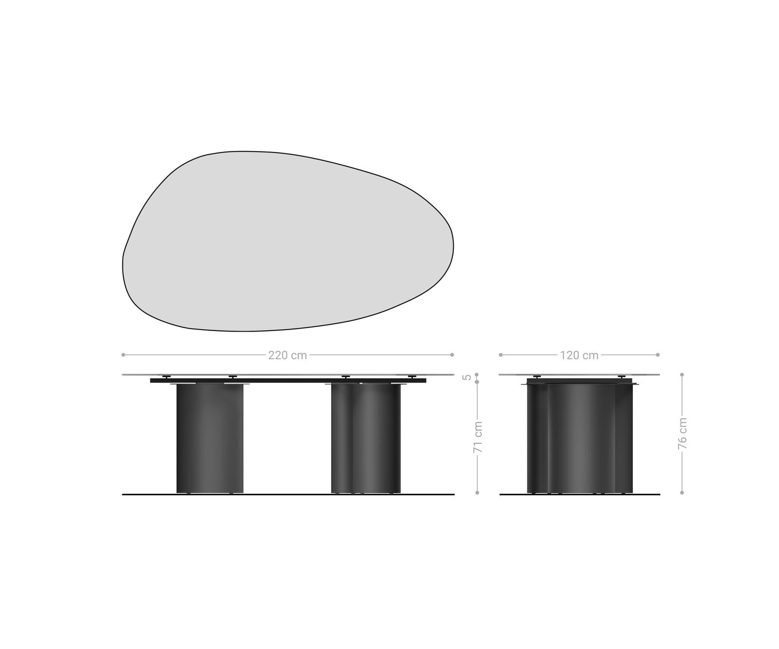 Трапезна маса Edge Oval 220x120, керамика Laminam „®“, Emperador Extra Lucidato, тъмнокафяво, Troa, метално покритие с ефект „Титан“ 8