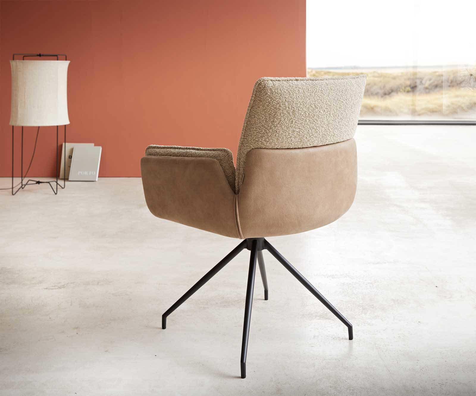 Въртящ се стол Nela-Flex материал микс кръстосана рамка черна 180° въртящ се 4 Въртящ се стол Nela-Flex материал микс кръстосана рамка черна 180° въртящ се 4