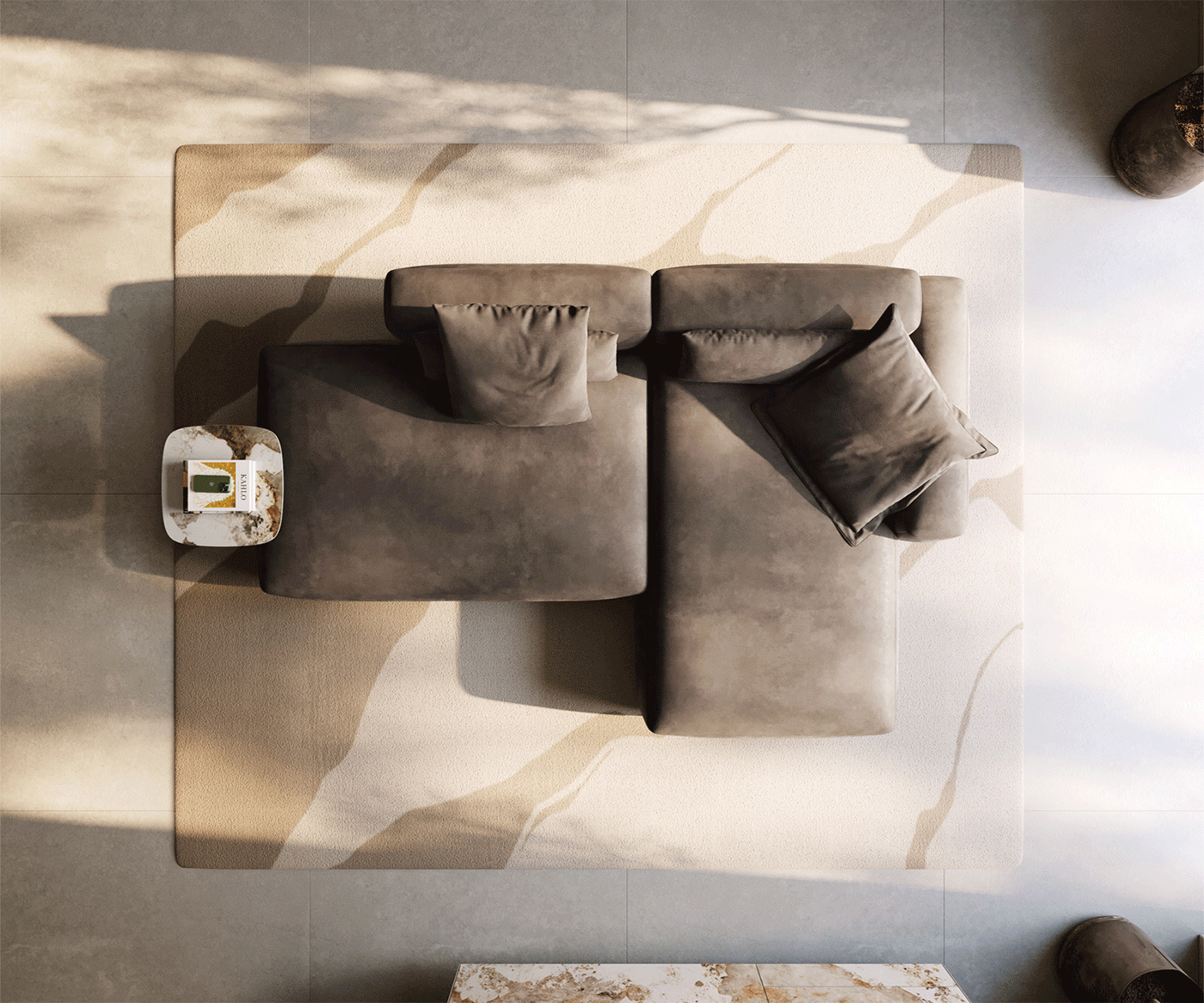 Ъглов диван Freestyle 310x200 cm микрофибър сив цвят винтидж шев 5