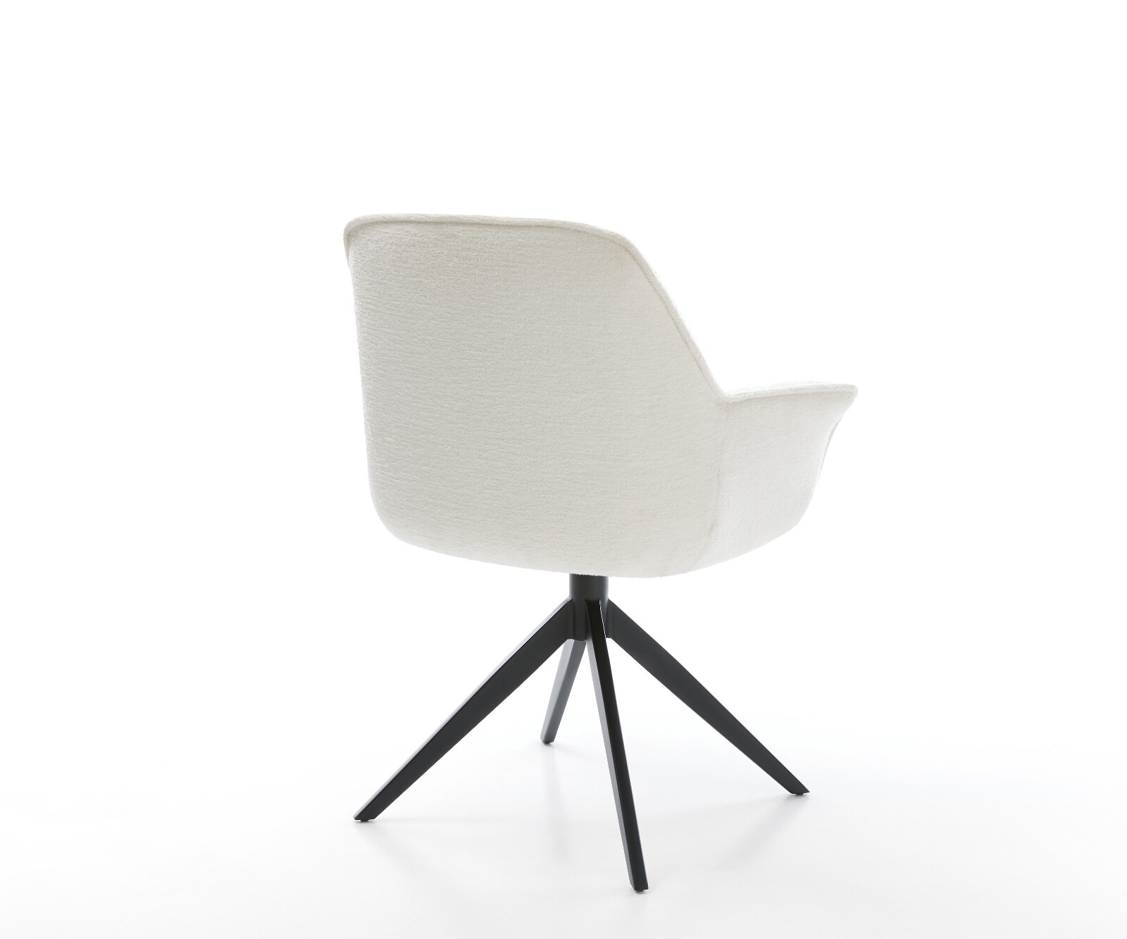 Въртящ се стол Keila-Flex с подлакътници Bouclé Soft Beige Кръстосана основа широка Черно 360° въртене Люлееща се функция 4