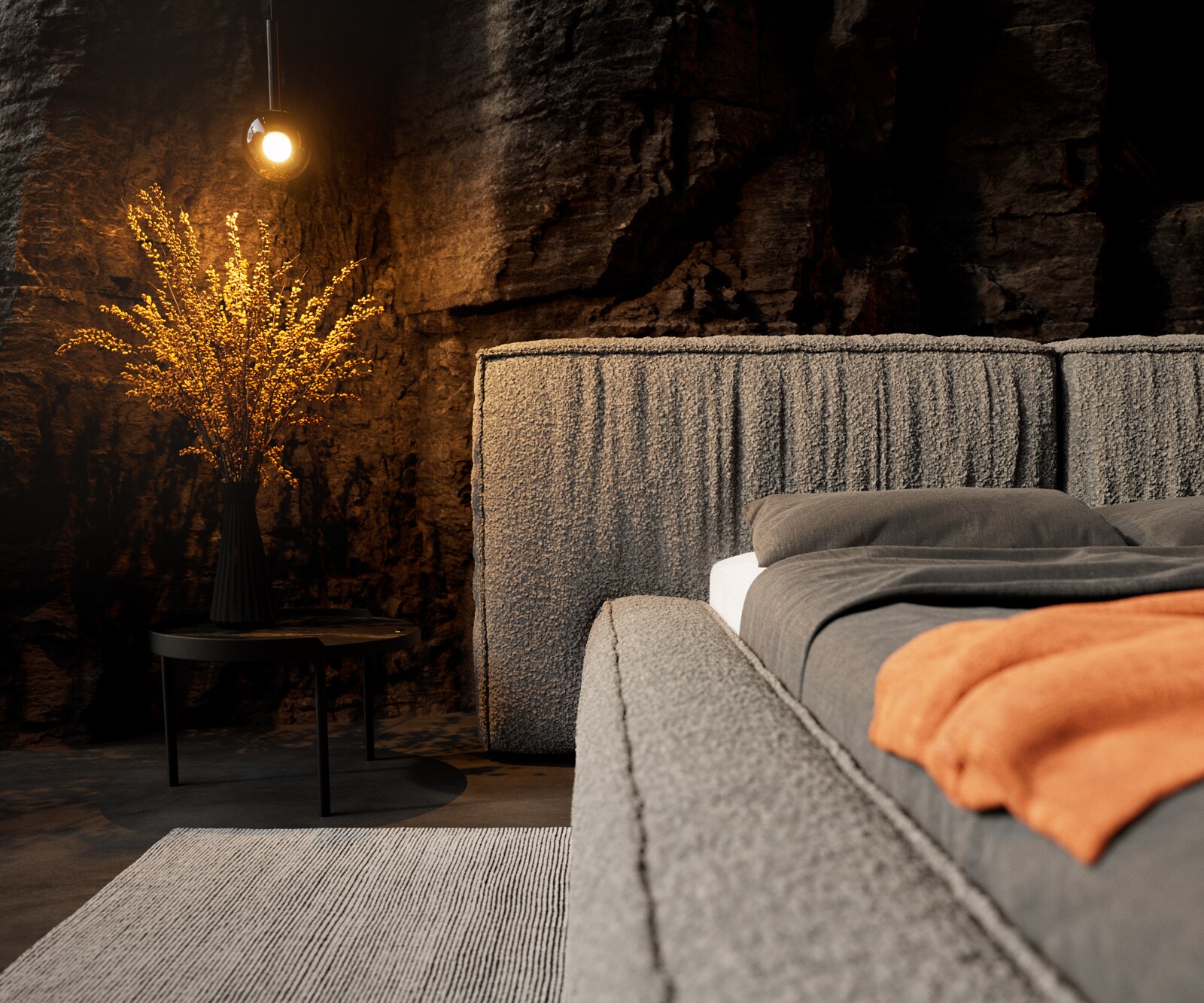 Тапицирано легло Coperti 140x200 cm Bouclé сребристо сиво 4