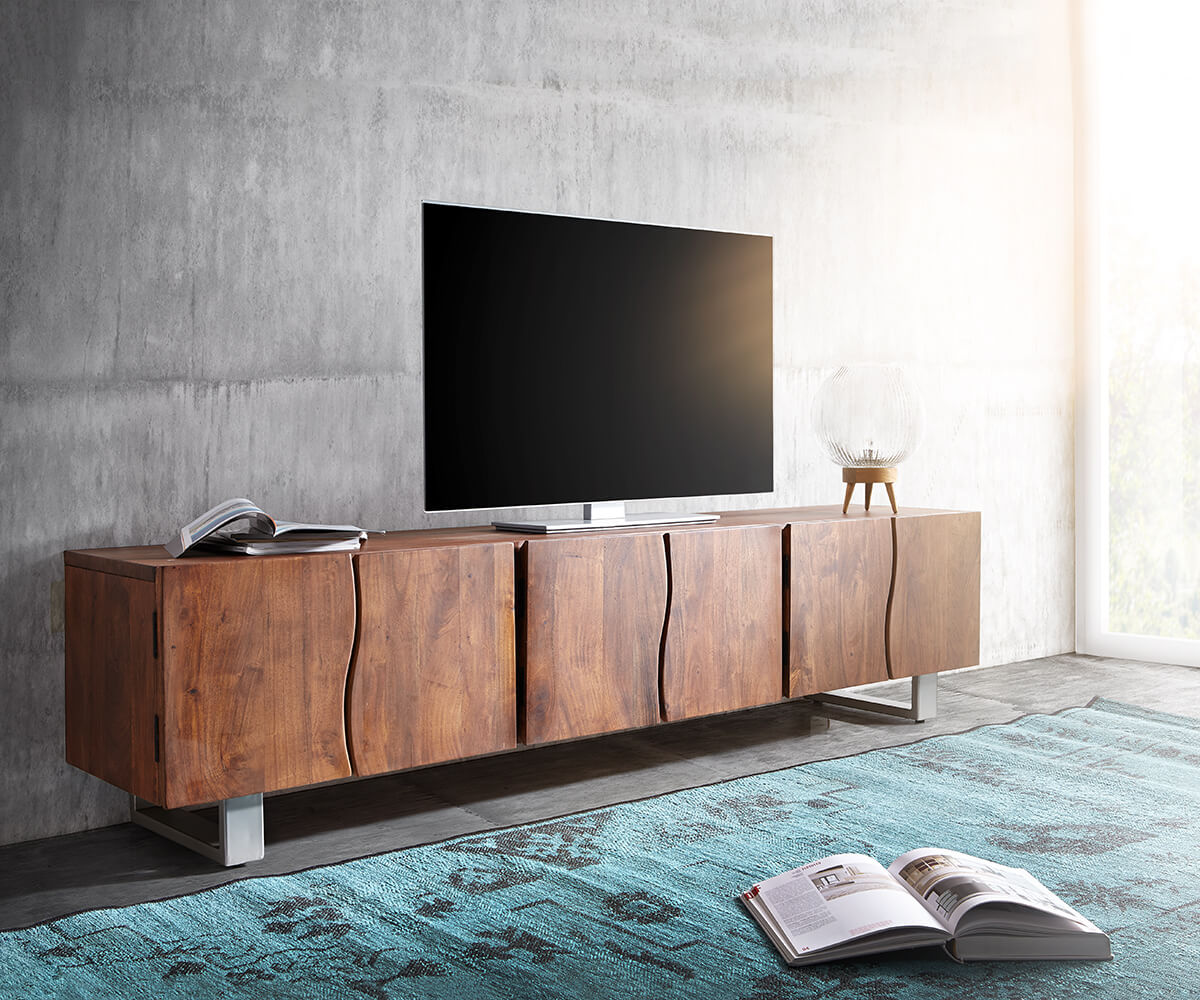 ТВ шкаф Live-Edge 220 cm 6 врати дървен ръб  3