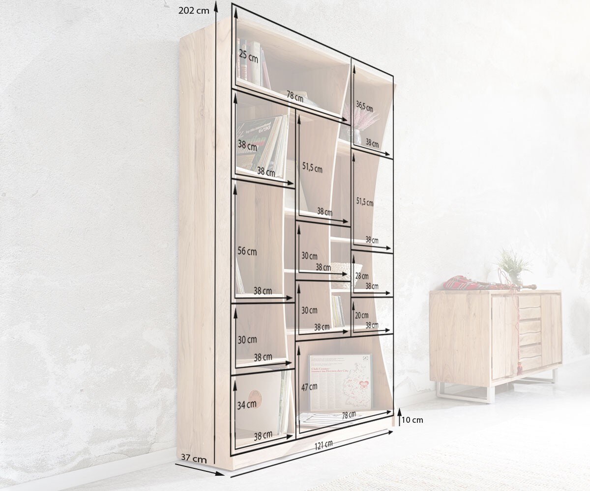 комплект от 2 подови етажерки Live-Edge 240 cm, естествена акация 9