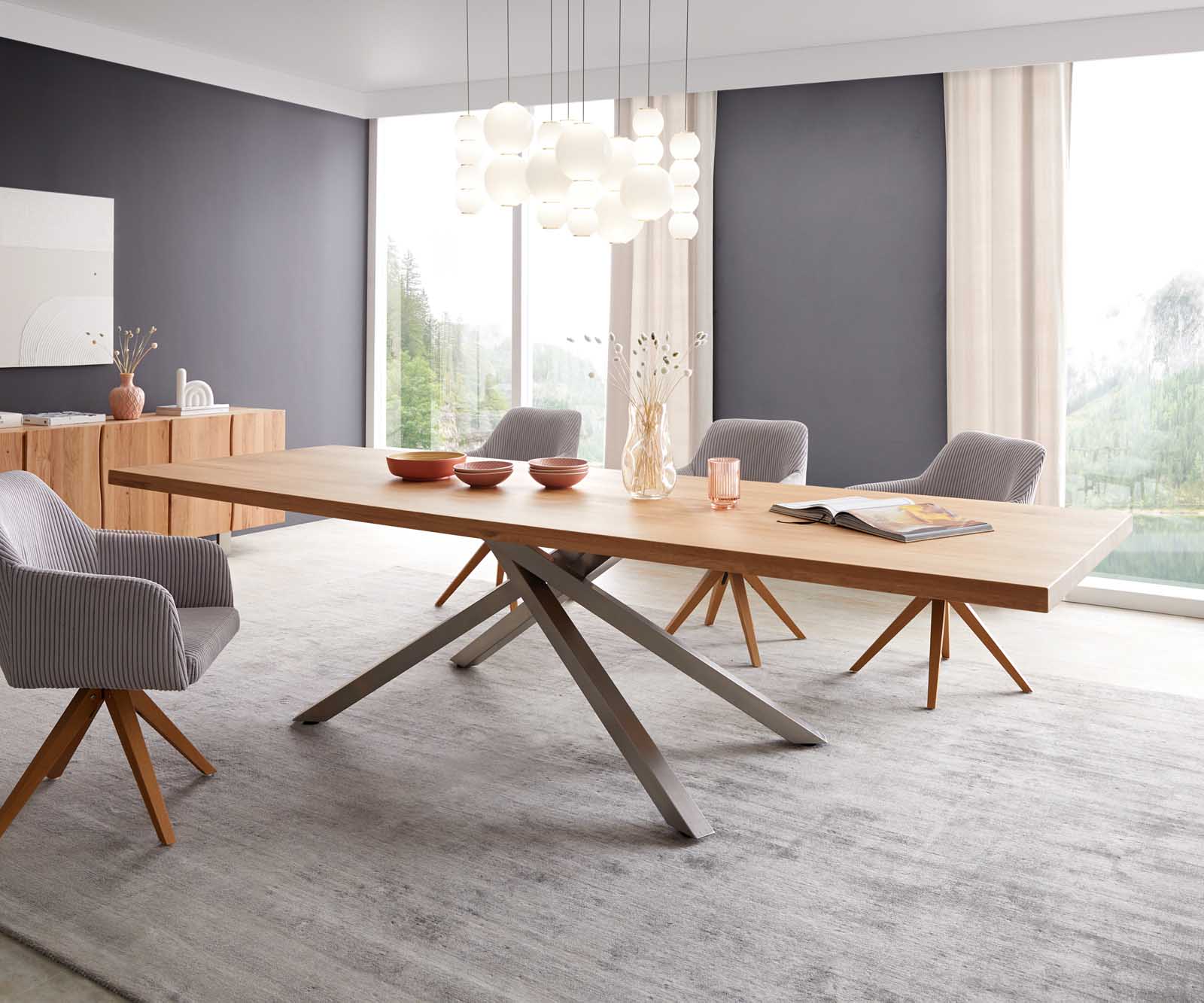 Маса 300x100 Дъб Натурал КръстРамка Правоъгълник Неръждаема стомана Edge 2